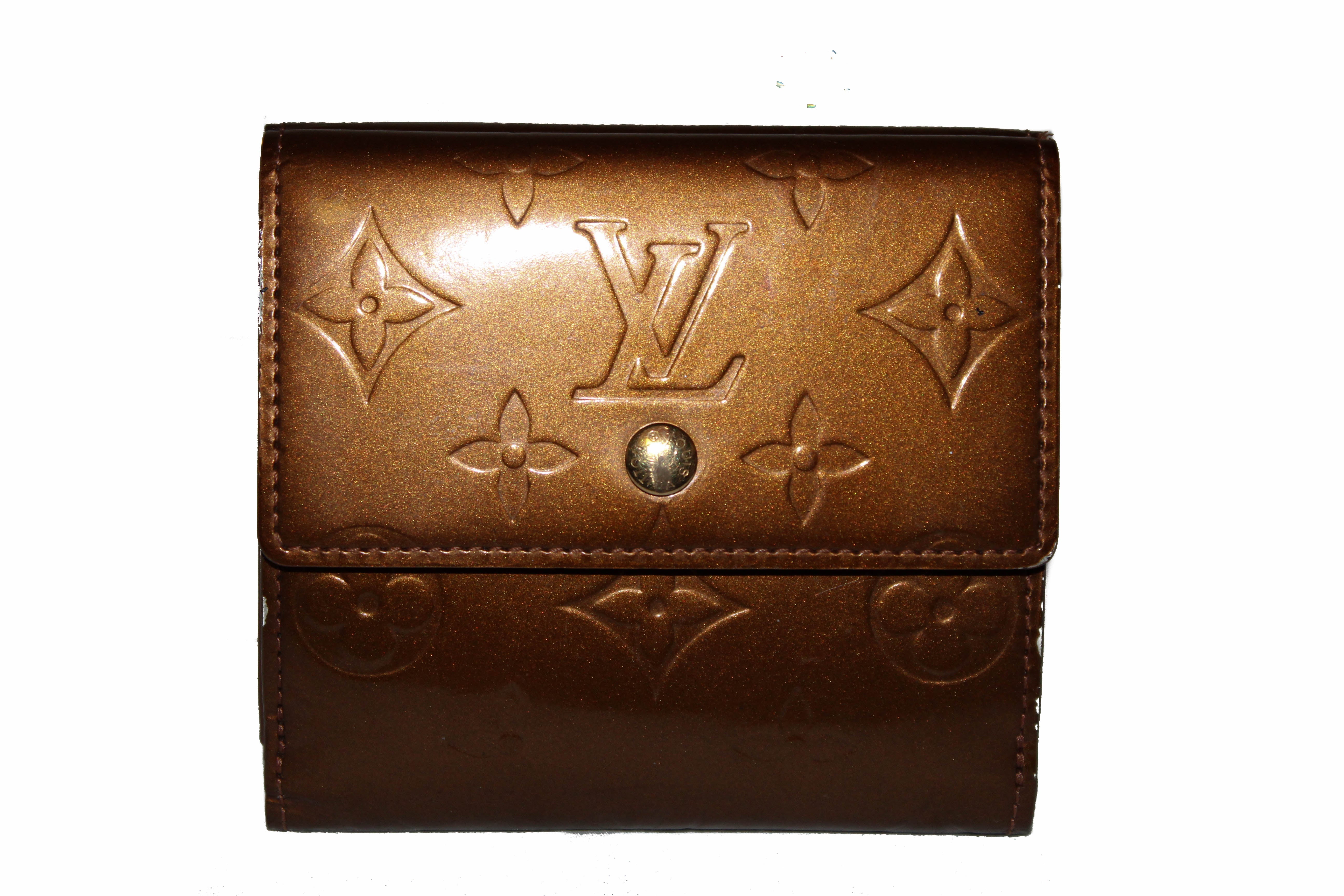 Authentic Louis Vuitton Bronze Monogram Vernis Small Wallet