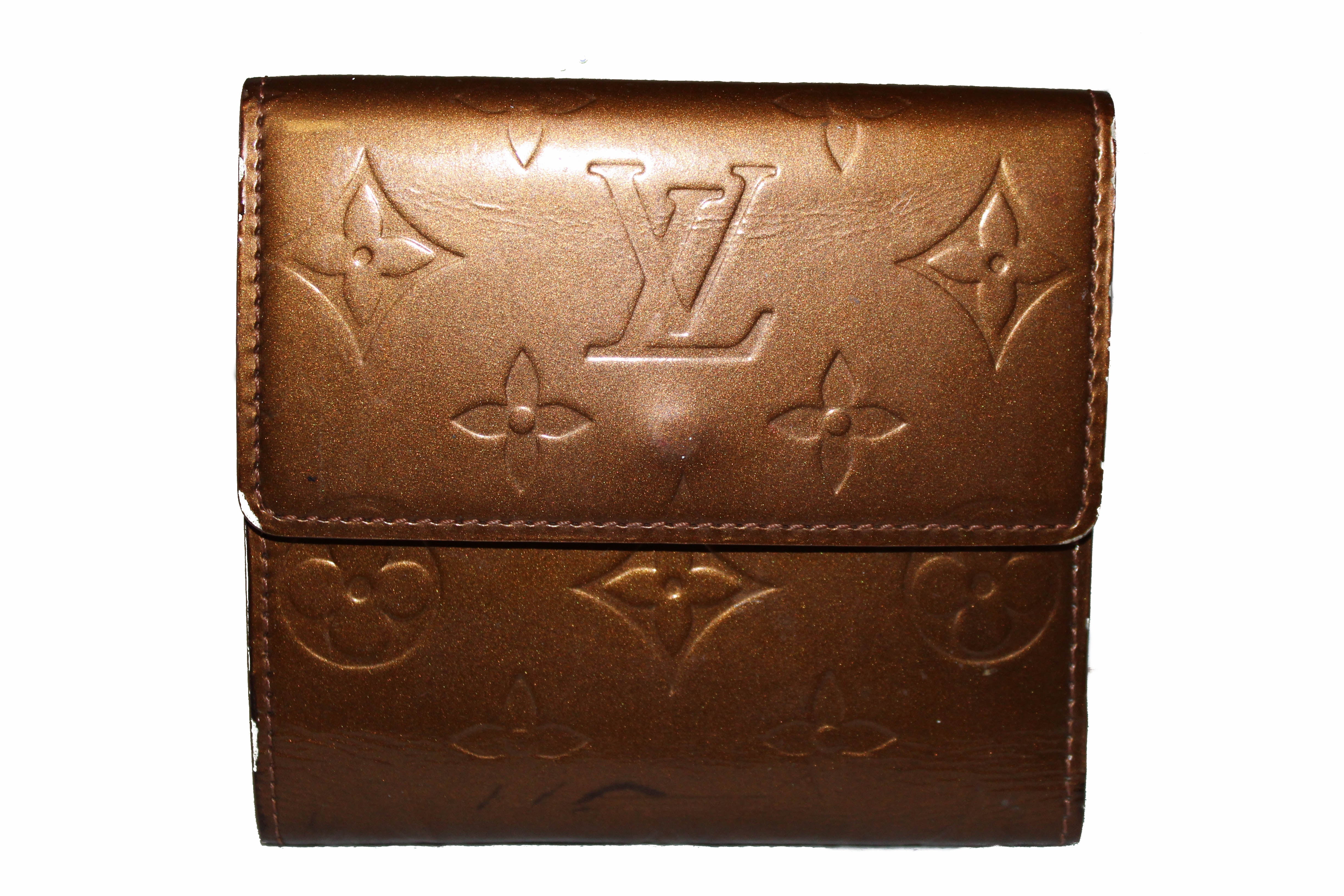 Authentic Louis Vuitton Bronze Monogram Vernis Small Wallet