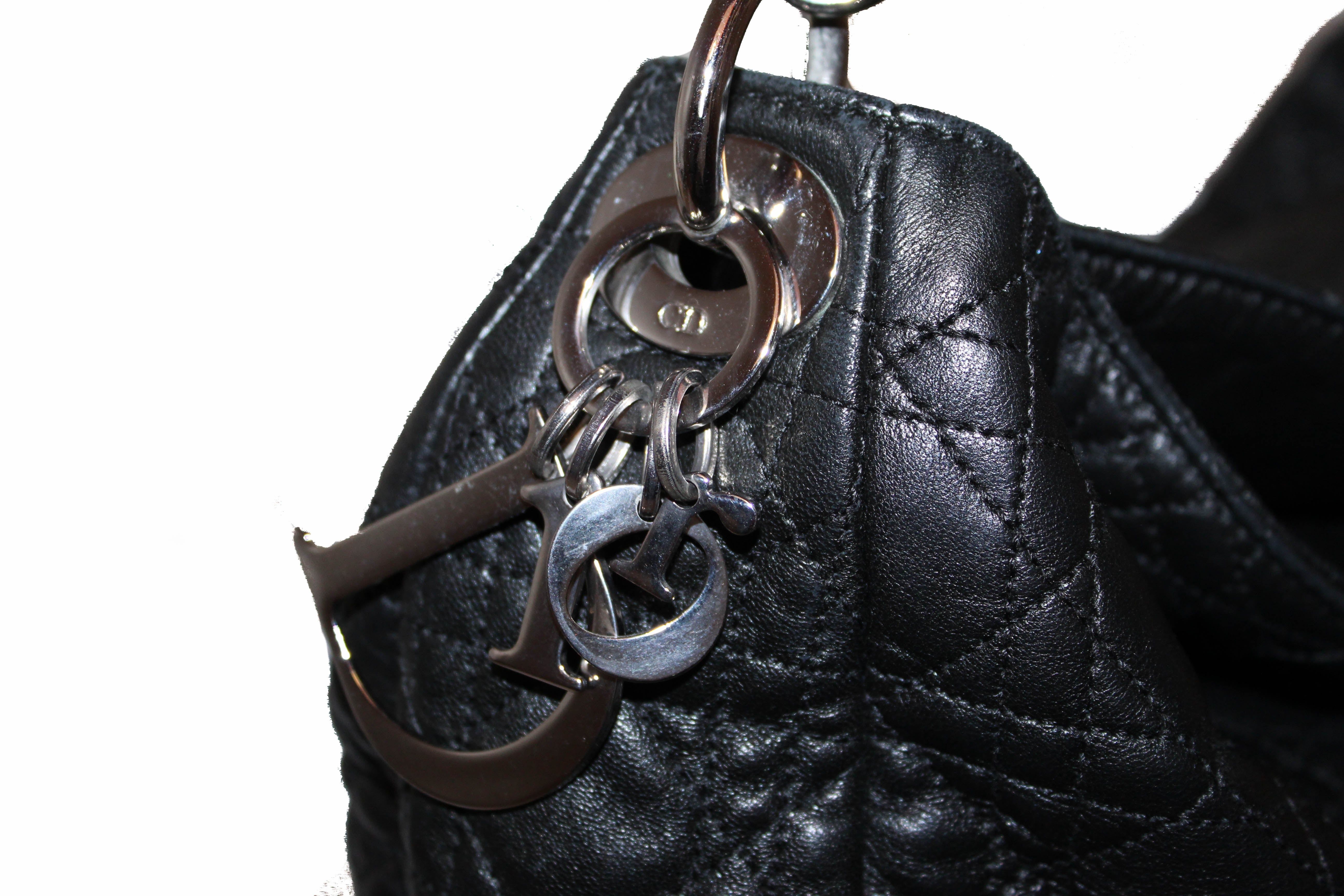 Dior Vintage Black Calfskin Cannage Handbag 2005 at 1stDibs