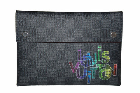 Authentic Louis Vuitton Damier Graphite Canvas Alpha MM Pouch