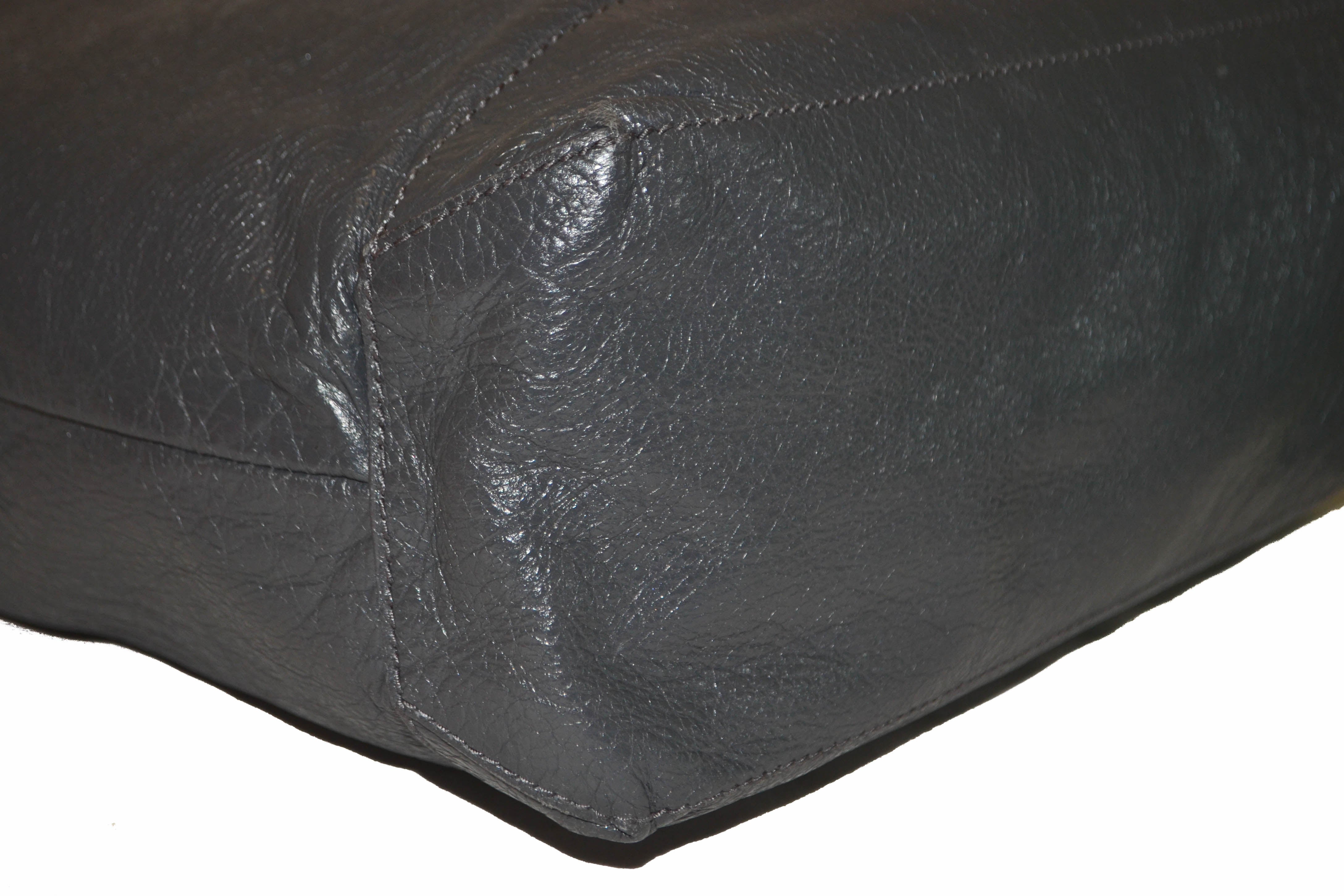 Authentic Balenciaga Grey Lambskin Leather Arena Messenger Bag