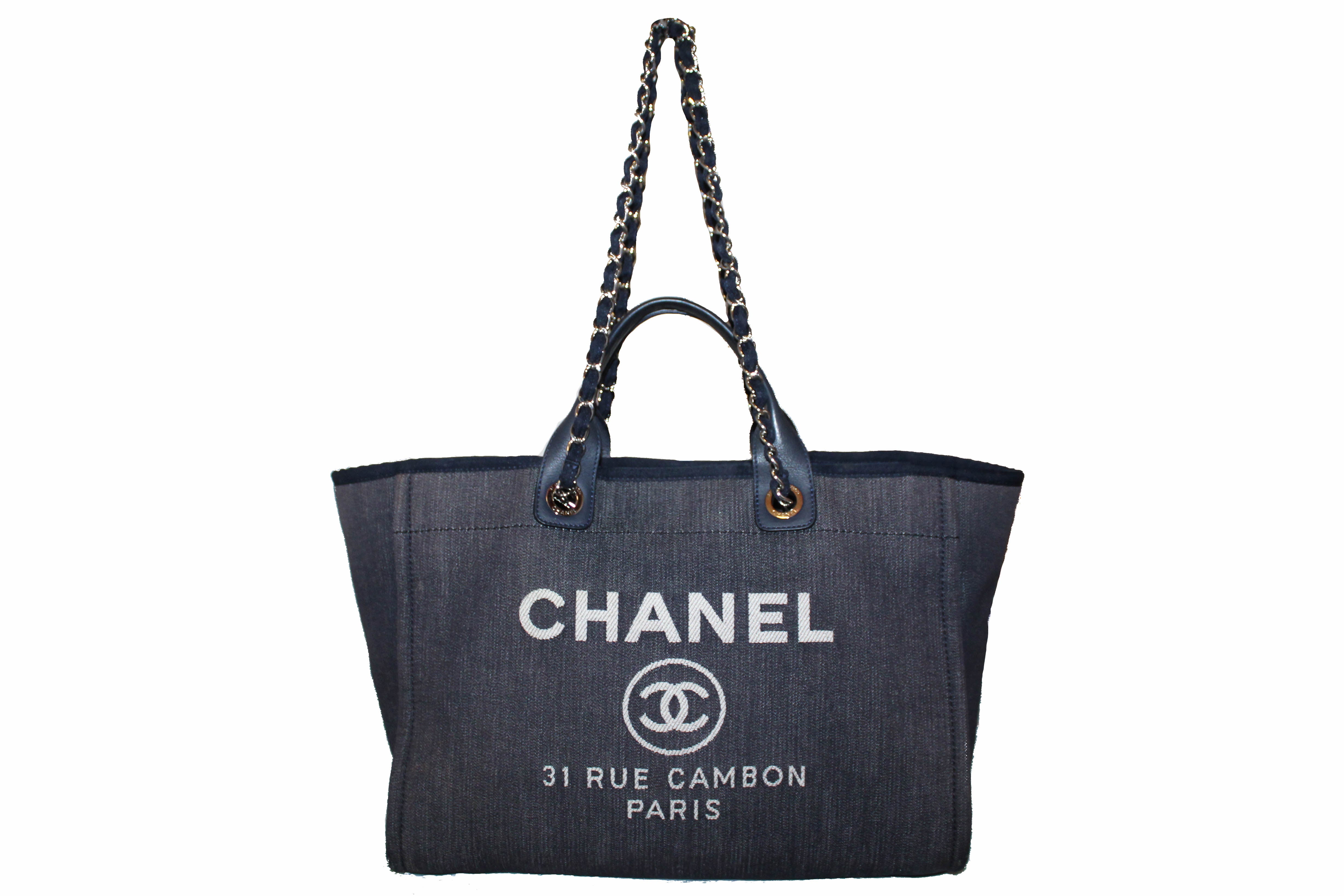 CHANEL Aged Calfskin Small Charms Deauville Tote White 1289085