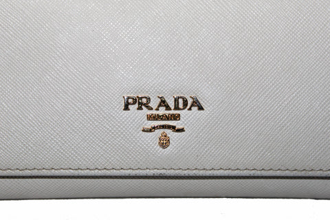 Authentic Prada Ivory Saffiano Leather Continental Flap Wallet