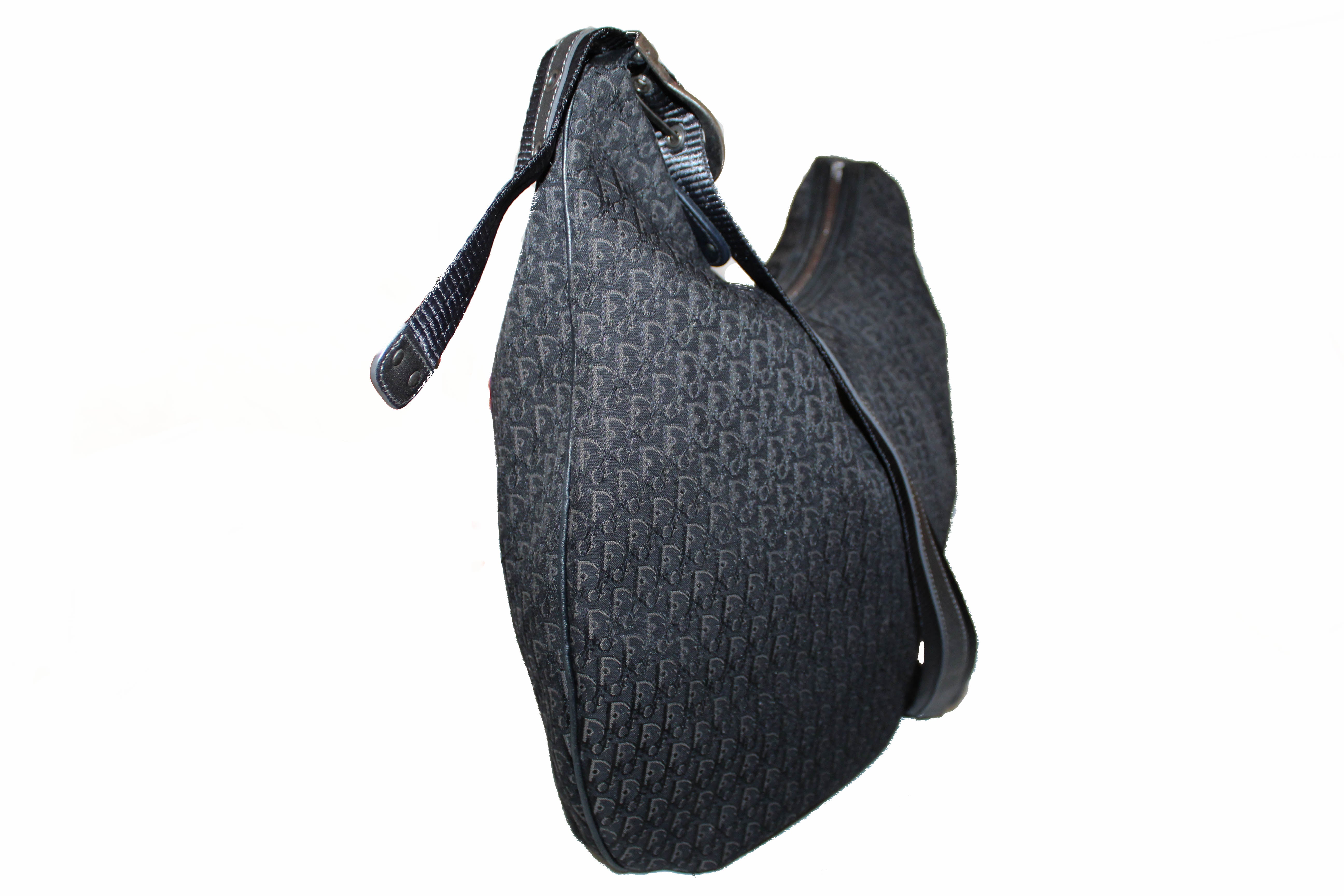 Authentic Christian Dior Black Fabric Messenger Bag
