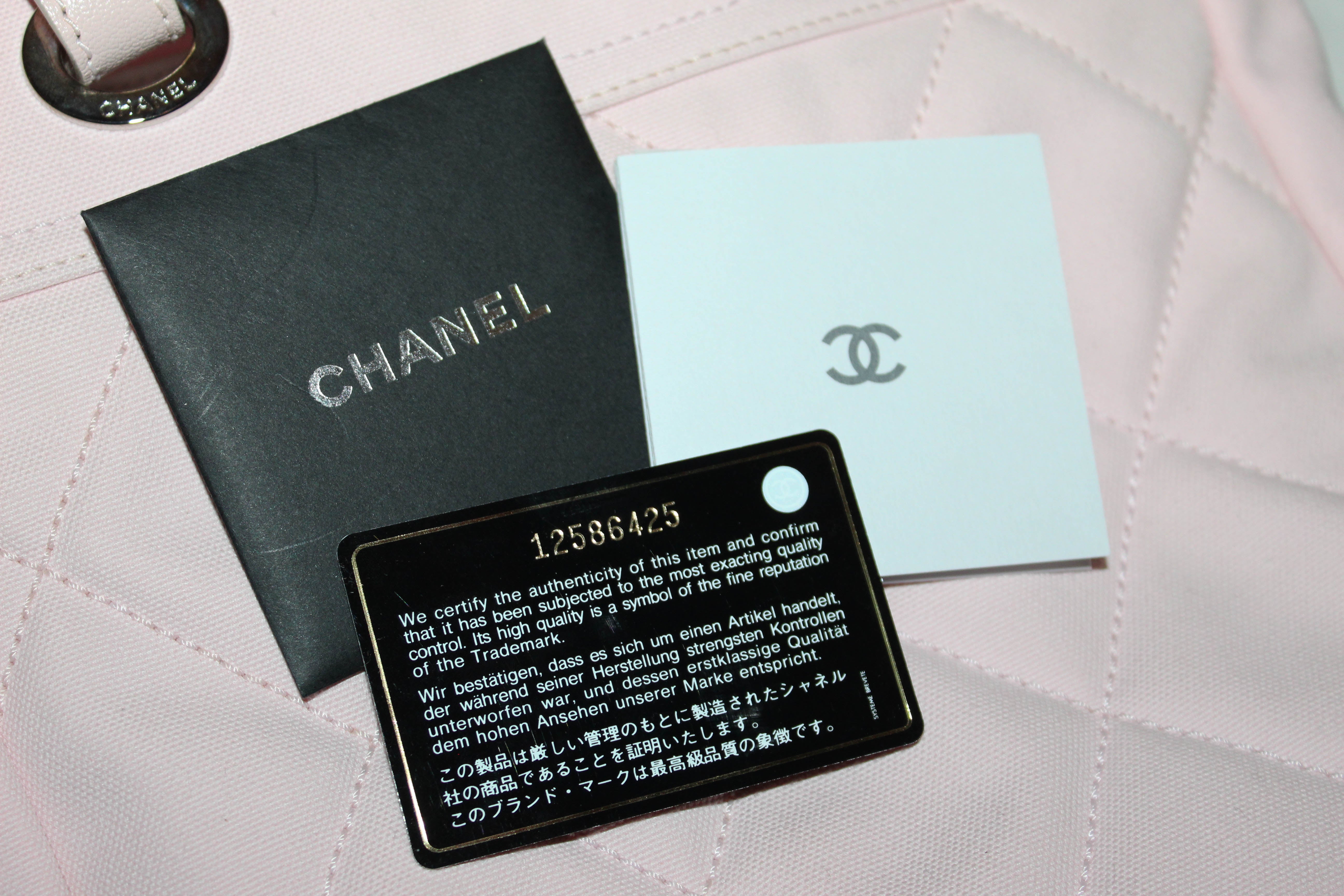 Authentic Chanel Pink Biarritz Canvas Leather Tote