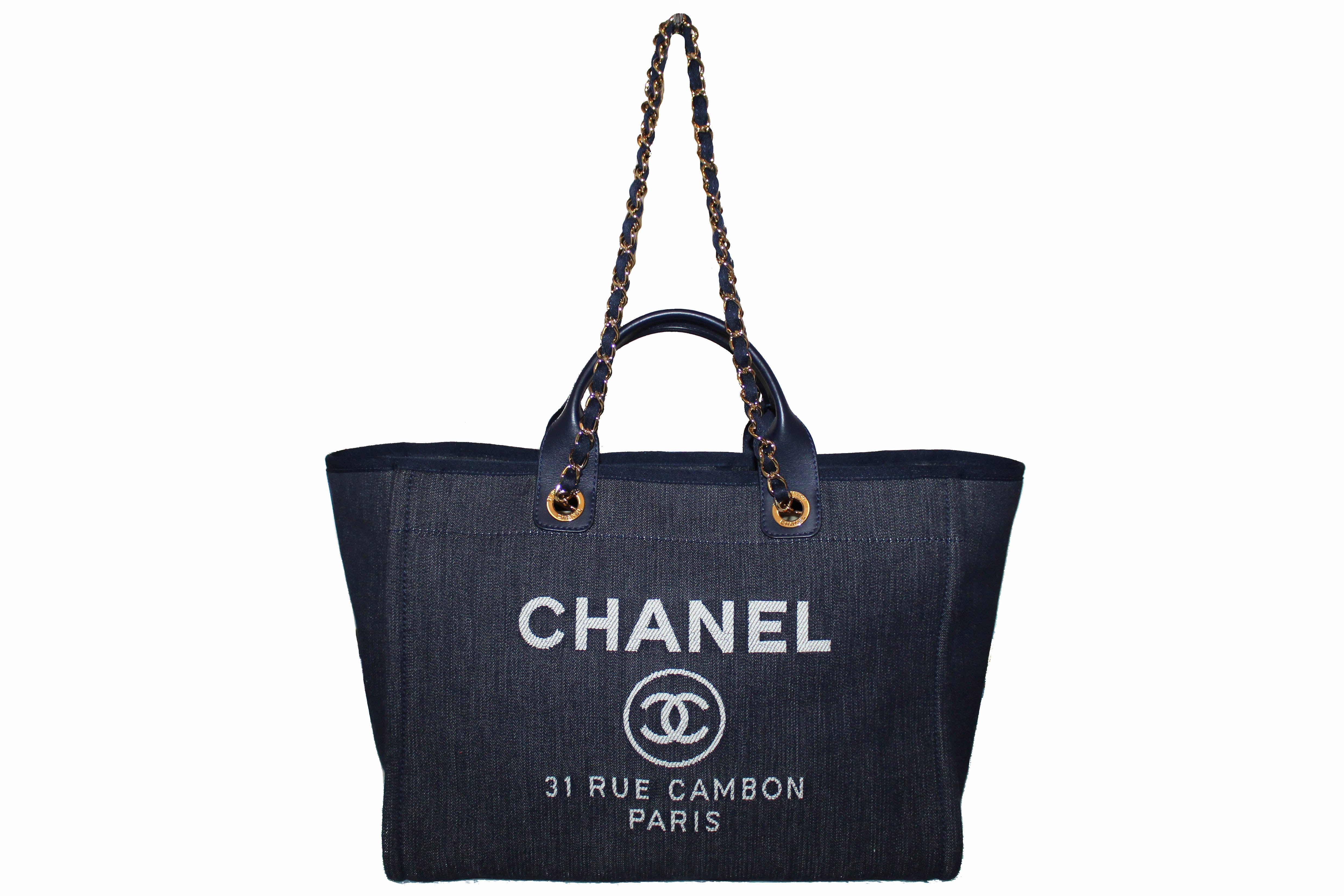 Chanel Gray/Blue Canvas Medium Deauville Shopper Tote – Jadore Couture
