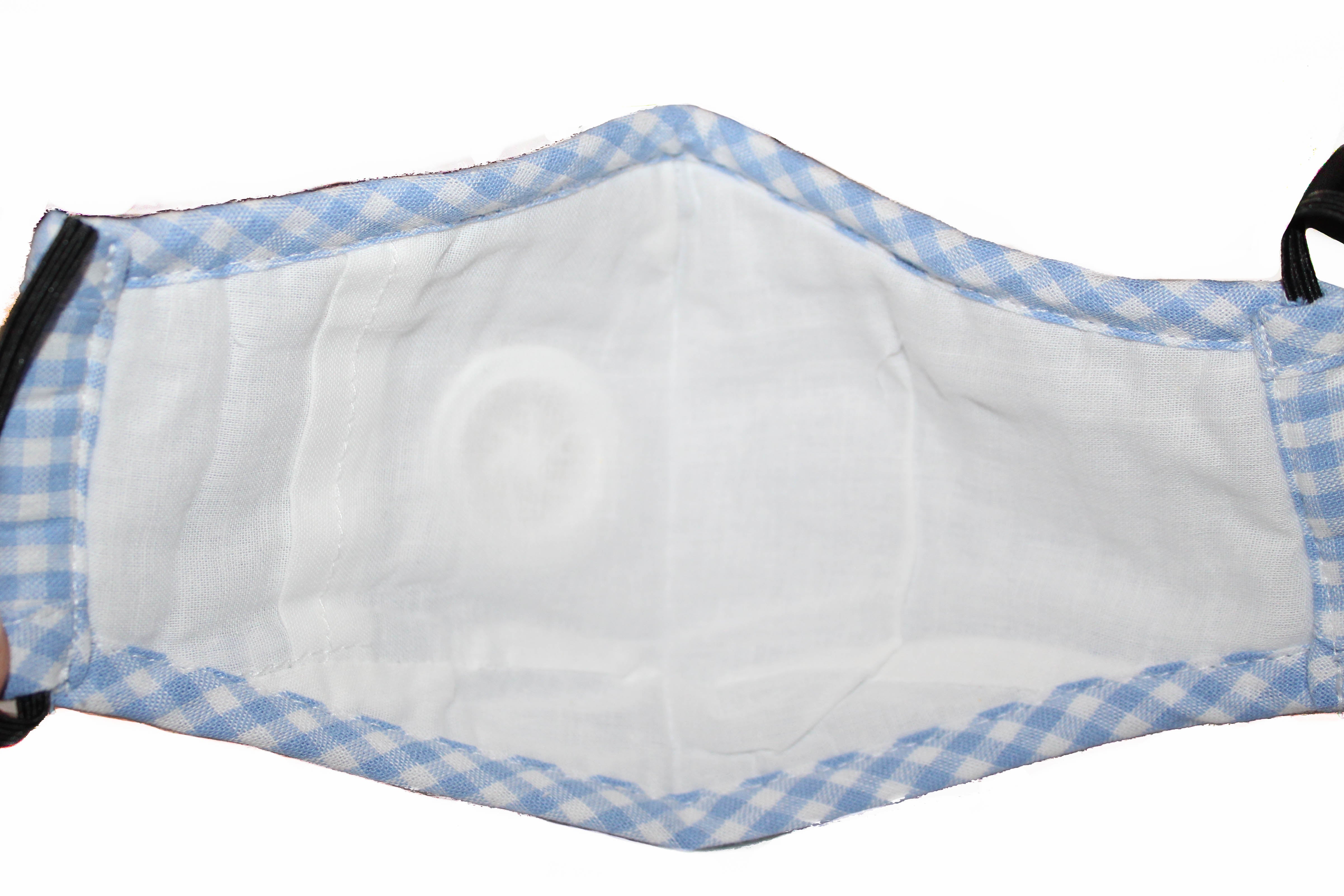 Non Medical Blue & White Plaid Light Weight & Comfortable Wear Face Mask/Covering