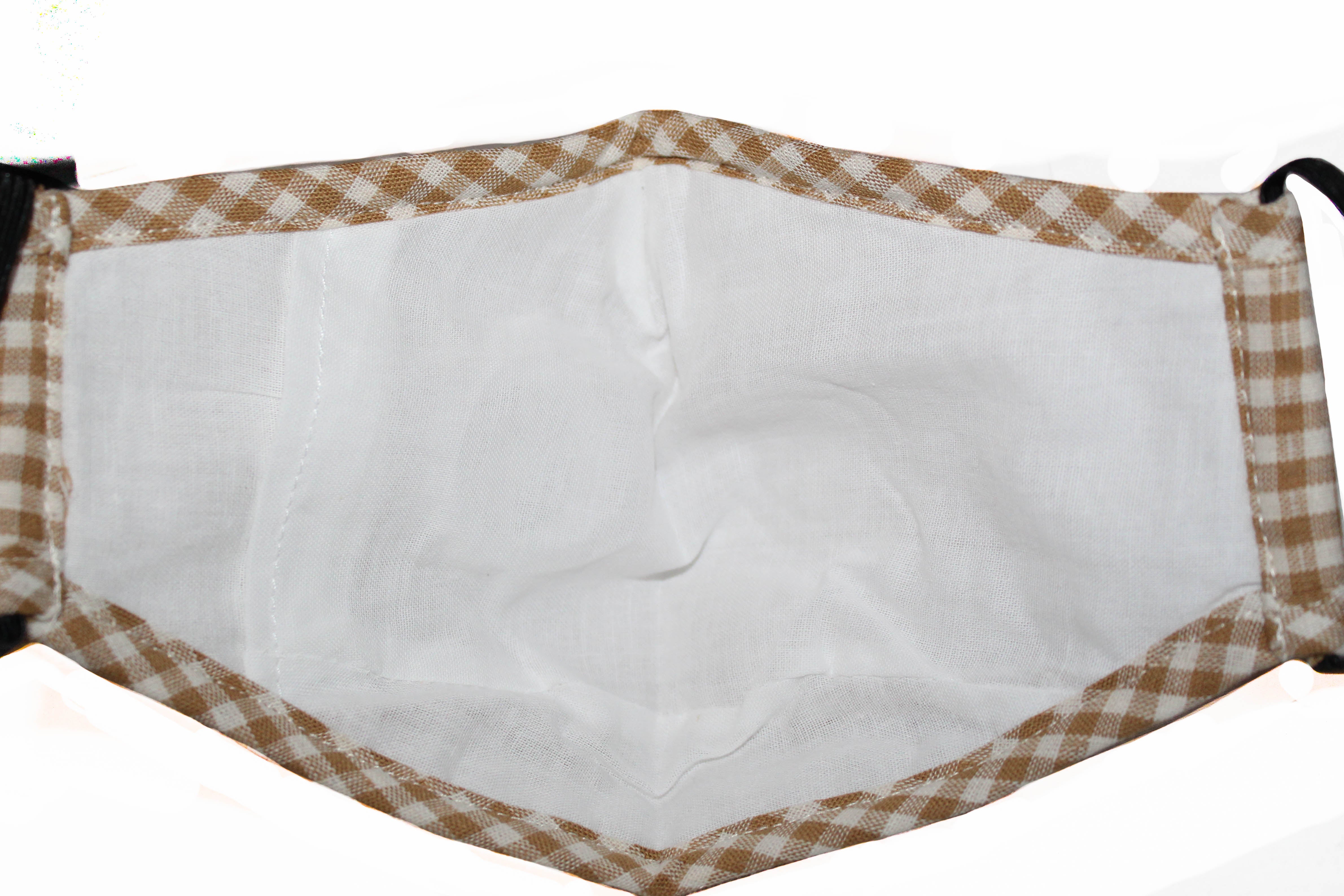 Non Medical Brown & White Plaid Light Weight & Comfortable Wear Face Mask/Covering