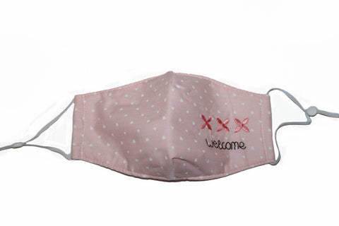 Non Medical Light Pink Hearts Welcome Light Weight & Comfortable Wear Face Mask/Covering
