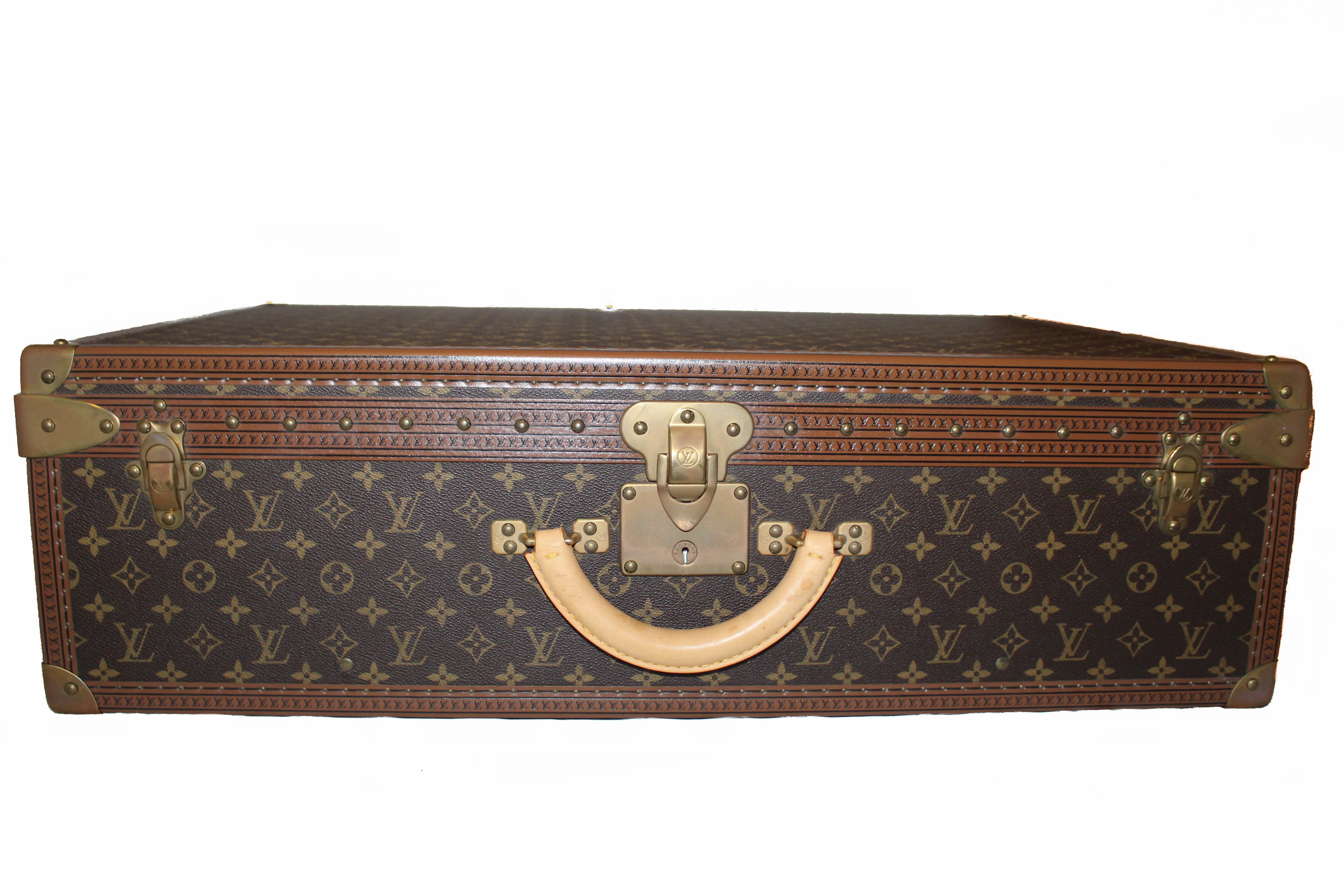 Authentic Louis Vuitton Monogram Alzer 75 Trunk Hard Case Suitcase