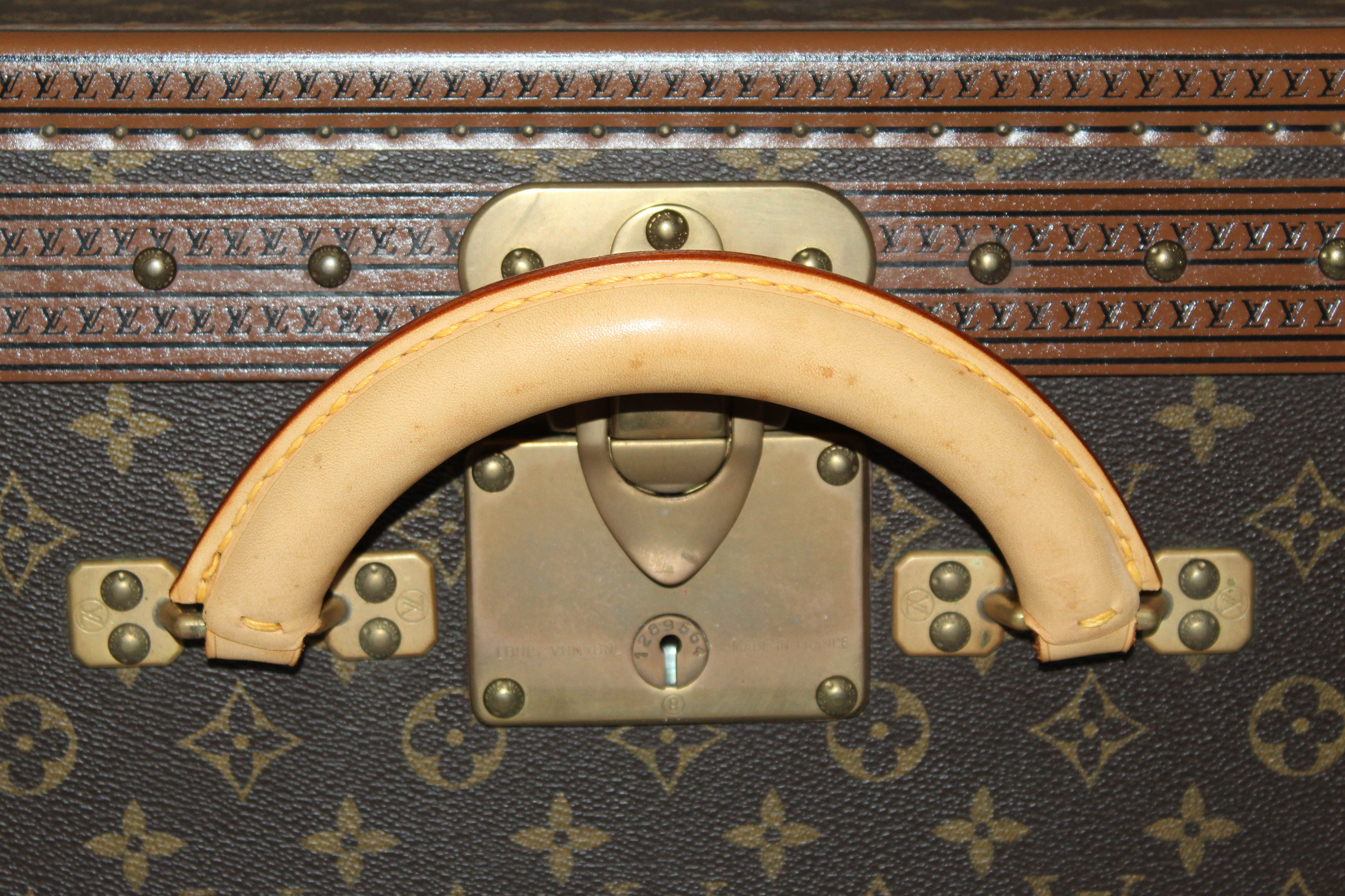 LOUIS VUITTON Vintage Alzer 75 Coated CanvasMonogram Brown Luggage Trunk