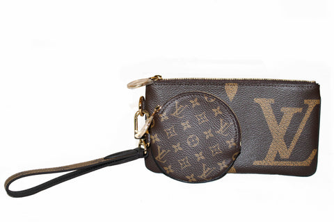 Authentic New Louis Vuitton Monogram Giant/Monogram Mini Coated Canvas Wristlet