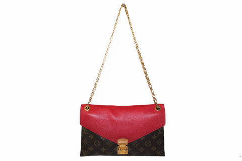 Authentic Louis Vuitton Red Monogram Pallas Chain Shoulder Bag