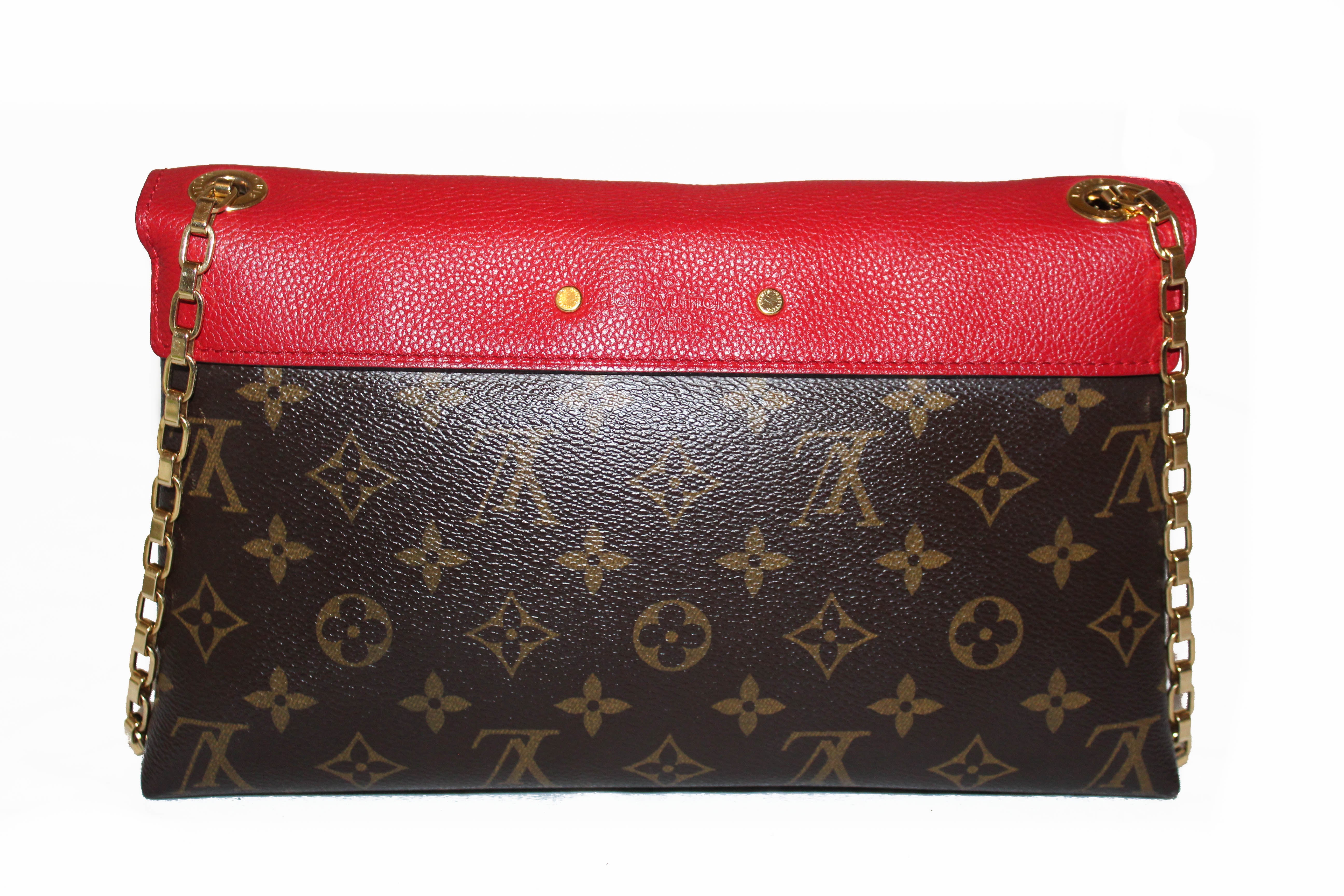 Authentic Louis Vuitton Red Monogram Pallas Chain Shoulder Bag – Paris  Station Shop