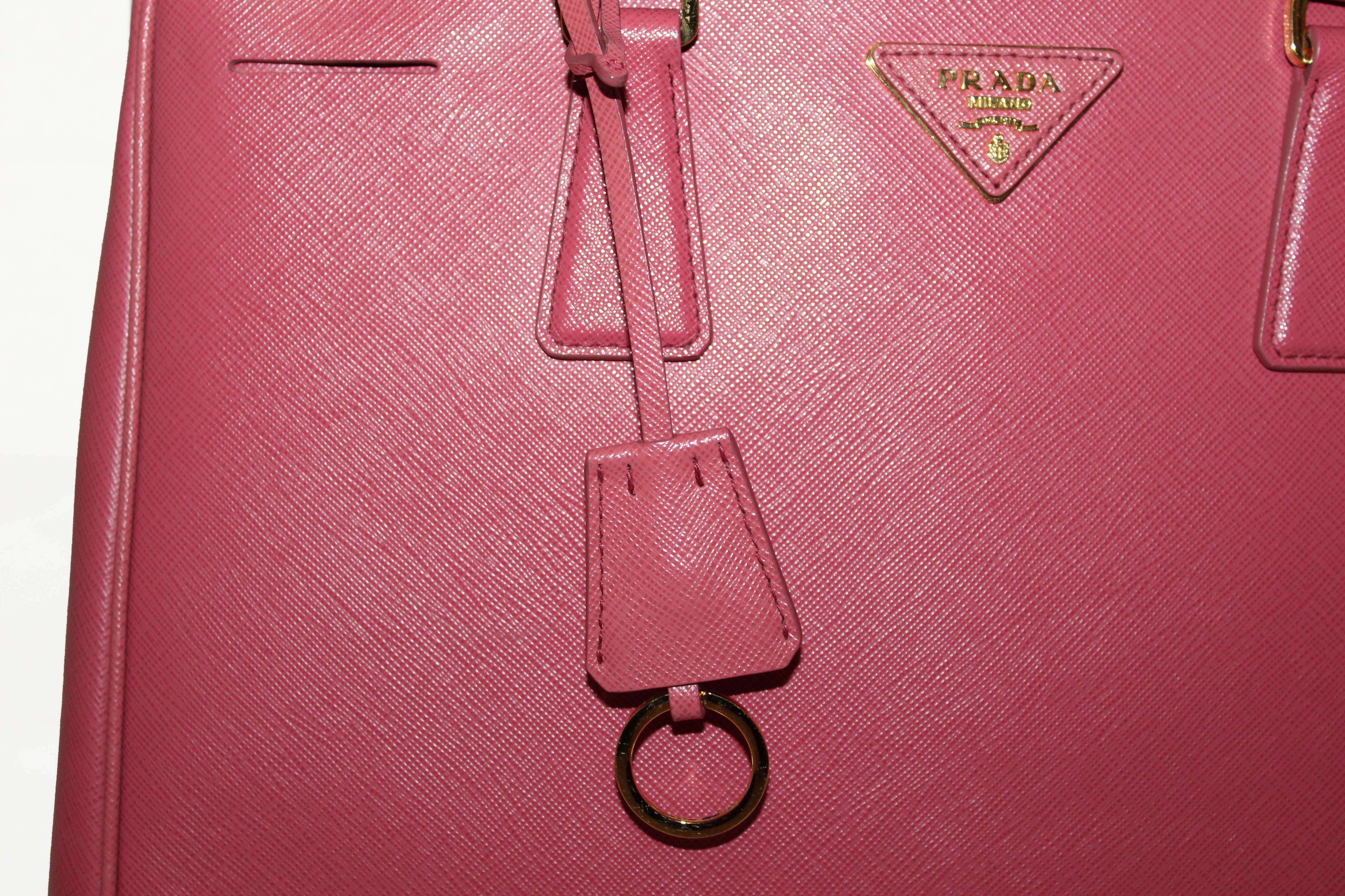 Pink Prada Saffiano Lux Galleria Double Zip Satchel – Designer Revival