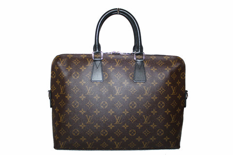 Authentic Louis Vuitton Monogram Noir Porte-Documents Jour Macassar Bag