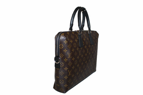 Authentic Louis Vuitton Monogram Noir Porte-Documents Jour Macassar Bag