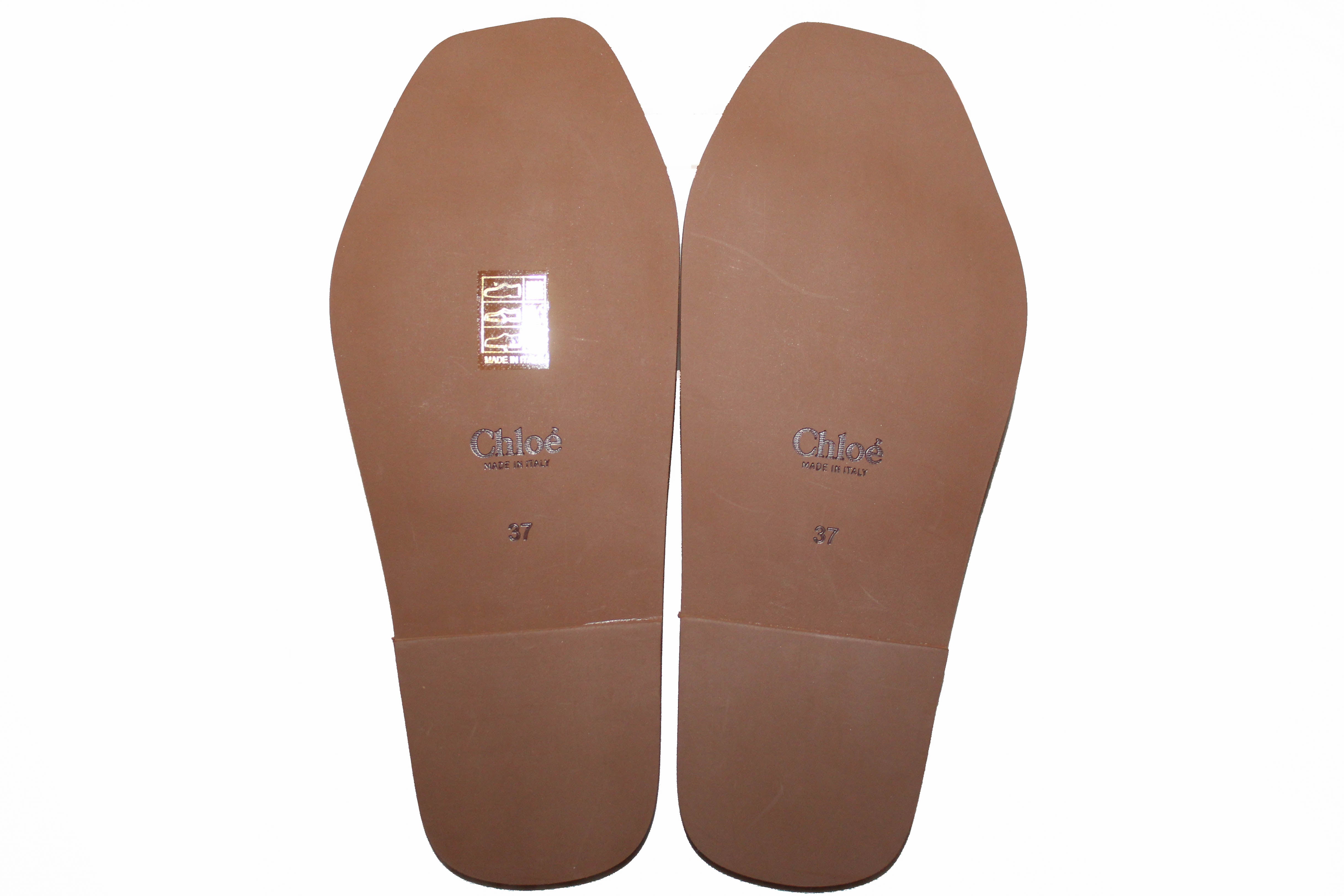 Authentic New Chloe Black Women's Woody Logo Slide Sandals Flats Size 37