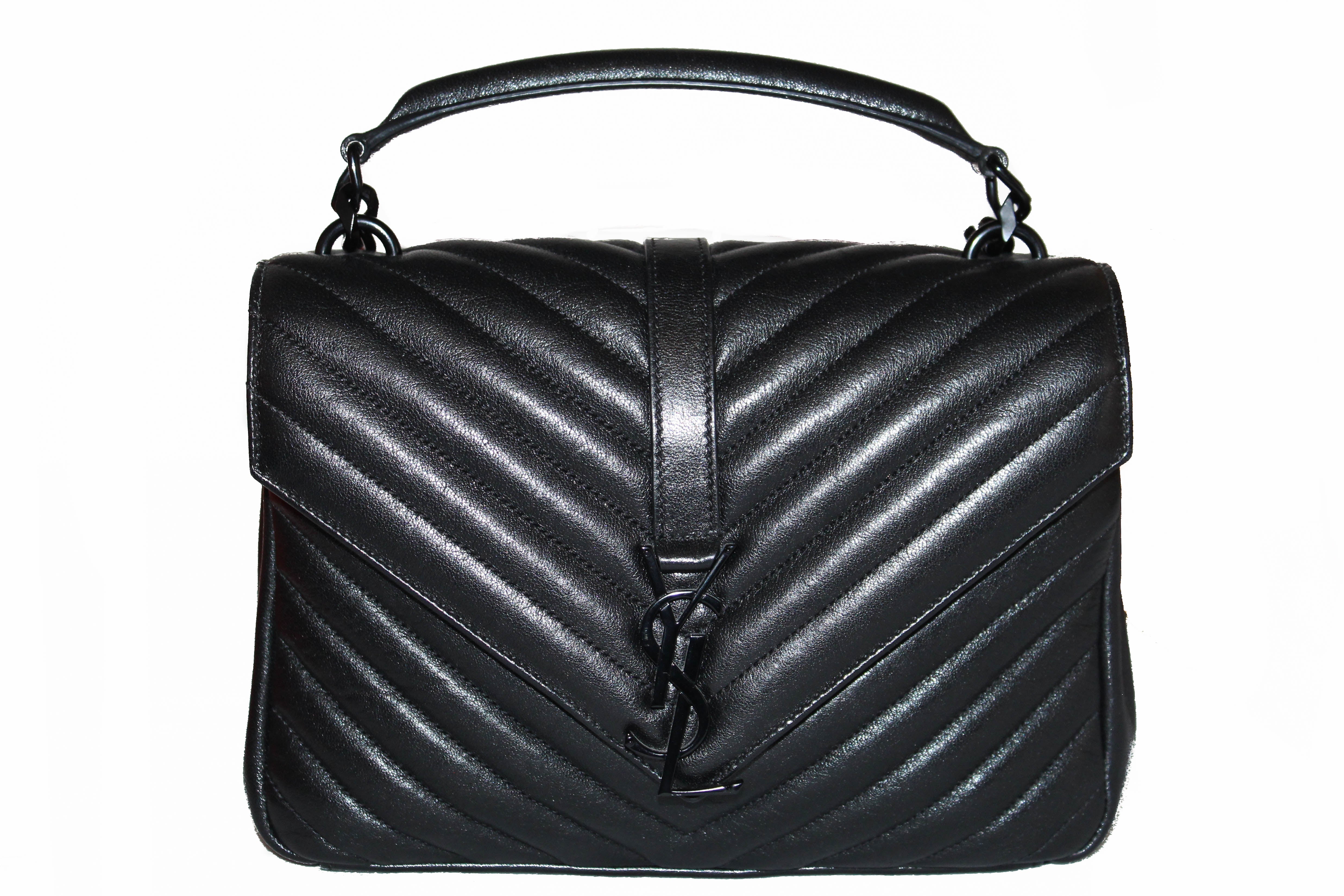 YVES SAINT LAURENT Small Envelope Matelassé Leather Shoulder Bag Black