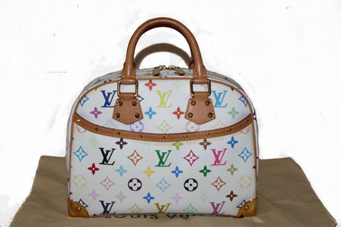 Authentic Louis Vuitton White Multicolor Trouville Handbag