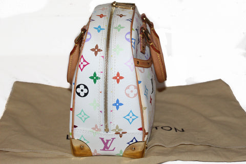 Authentic Louis Vuitton White Multicolor Trouville Handbag