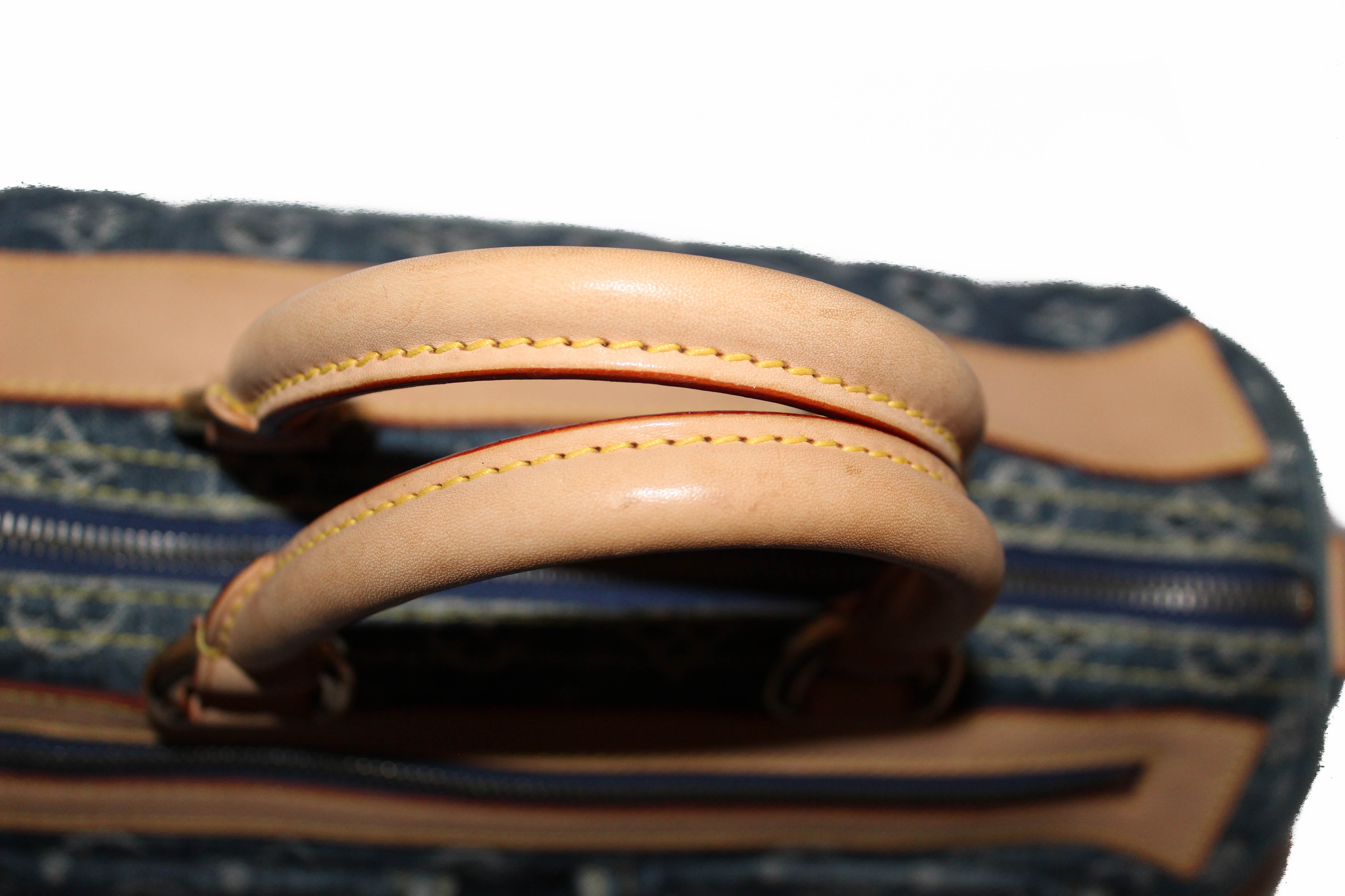 Authentic Louis Vuitton Blue Denim Neo Speedy Handbag