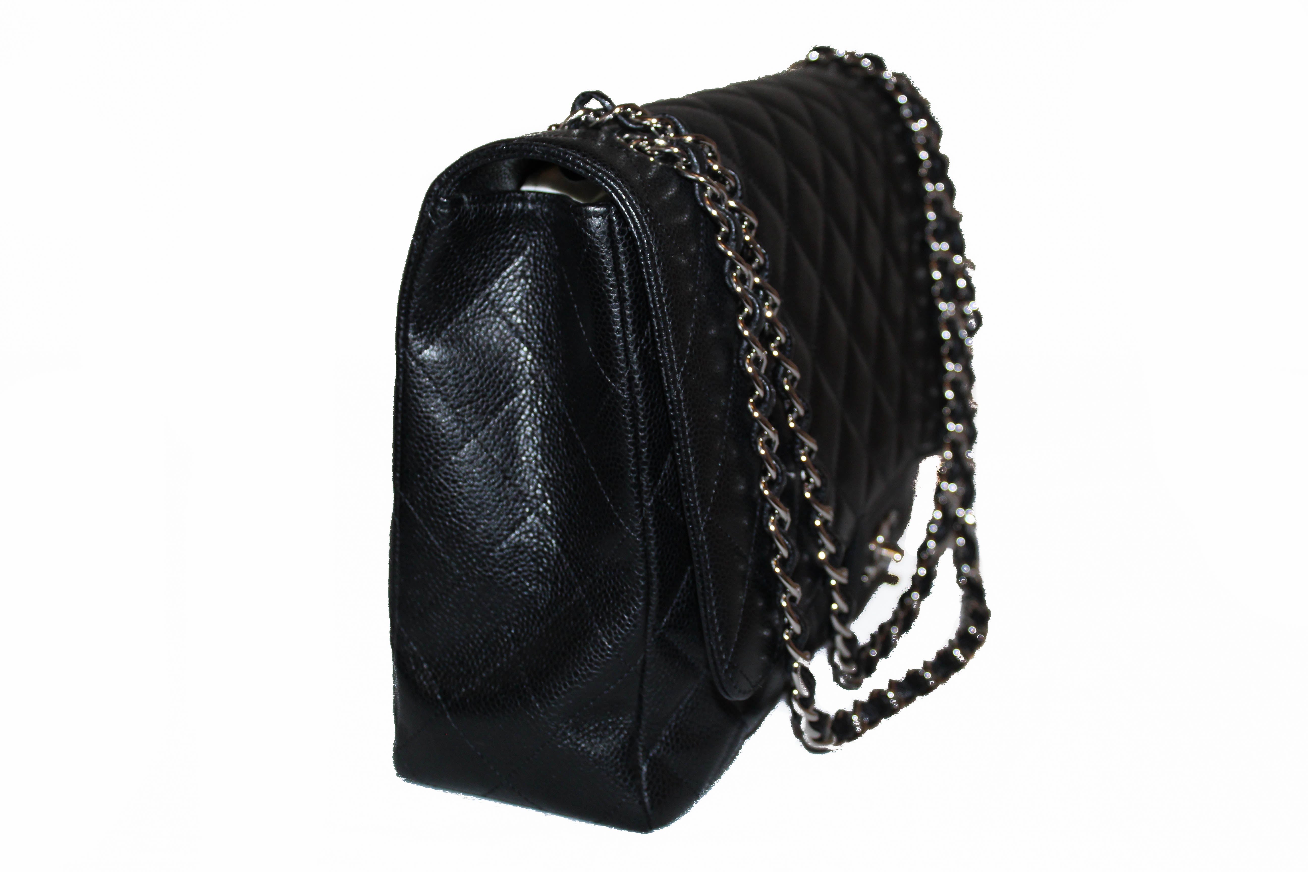 $10272 CHANEL Black Caviar Leather Classic Flap bag | eBay