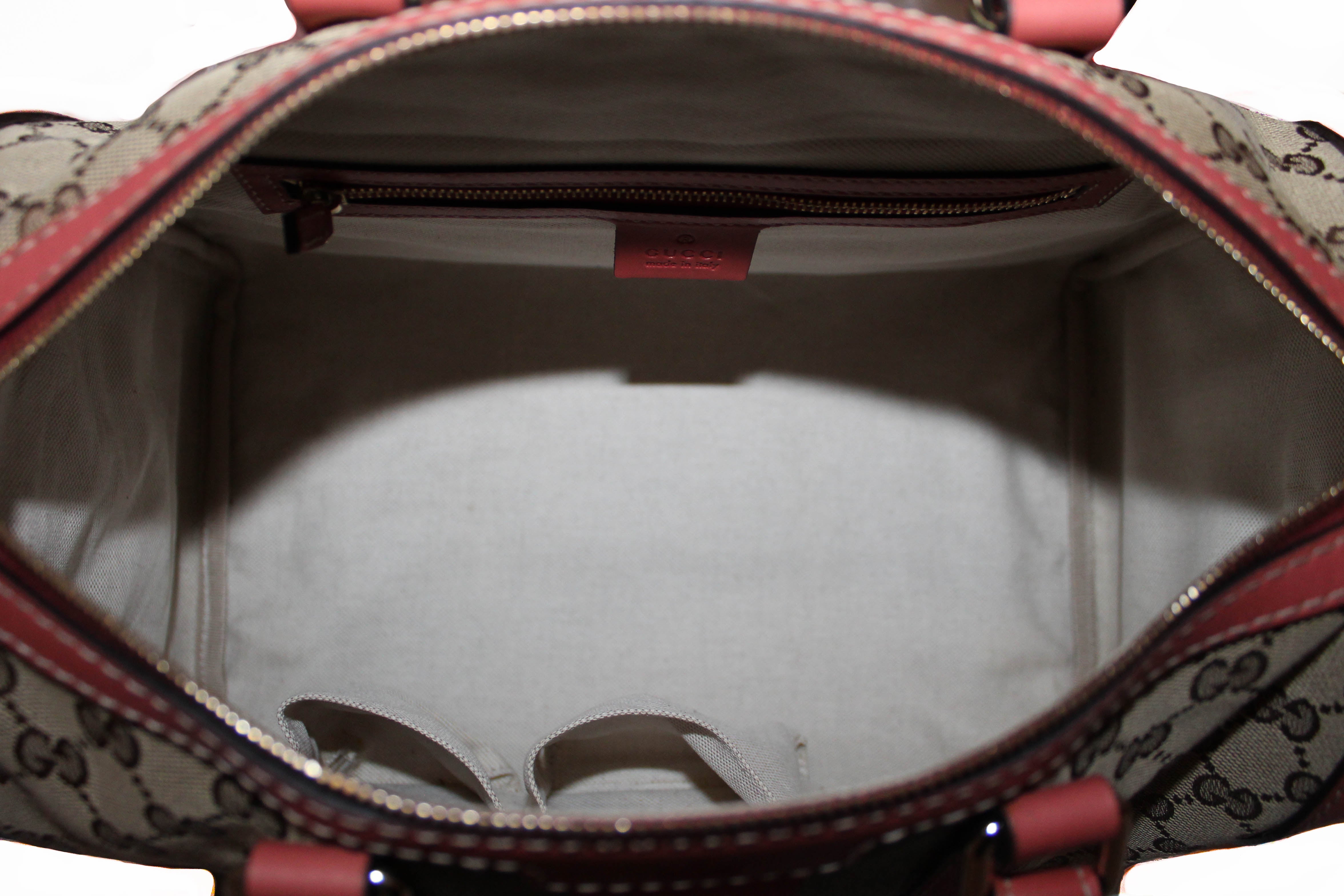 Authentic Gucci Pink Original Web Boston Handbag Bag 247205