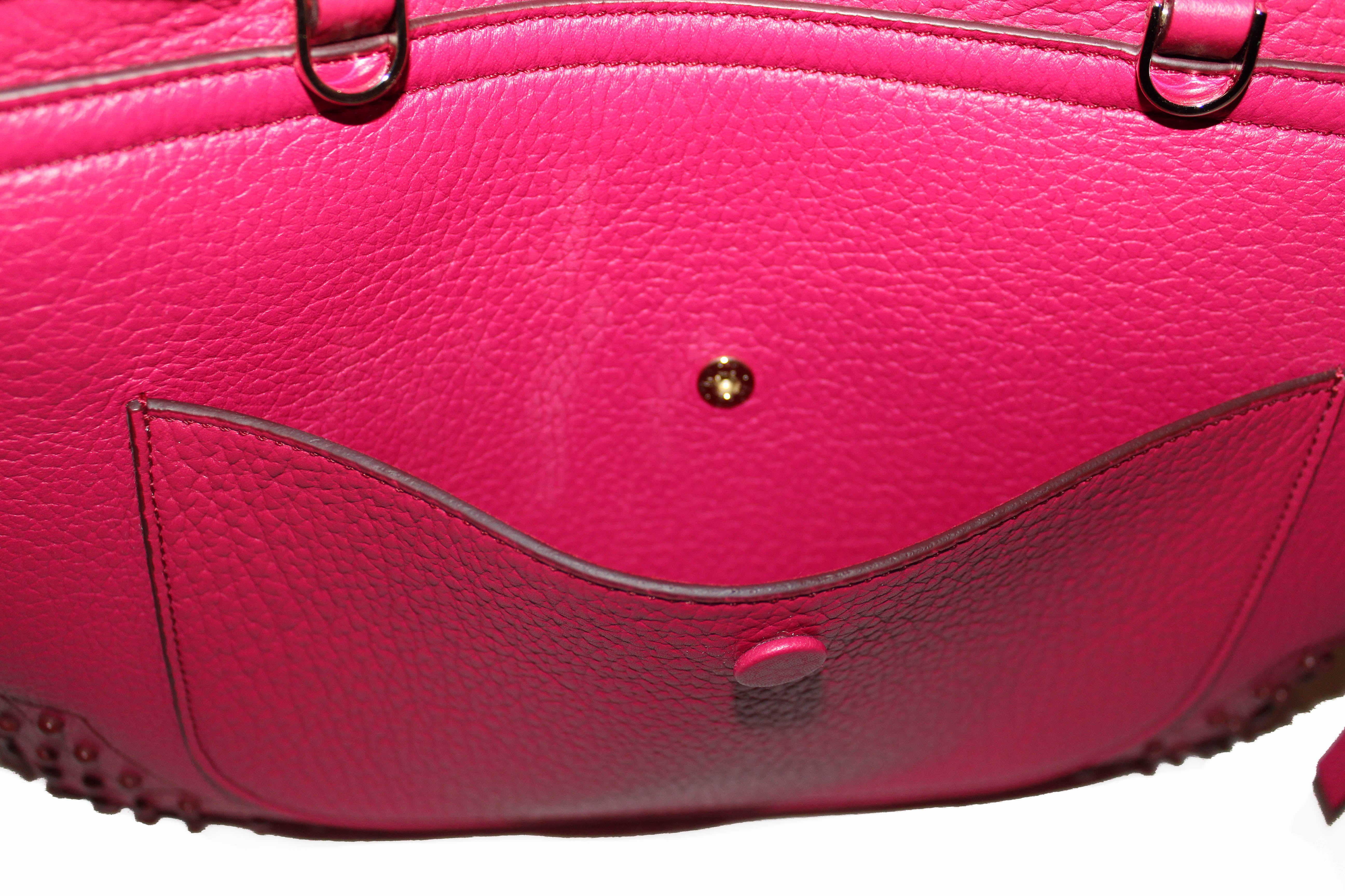 Authentic Tod's Fuchsia Pink Leather Patta Monospalla Tote Bag