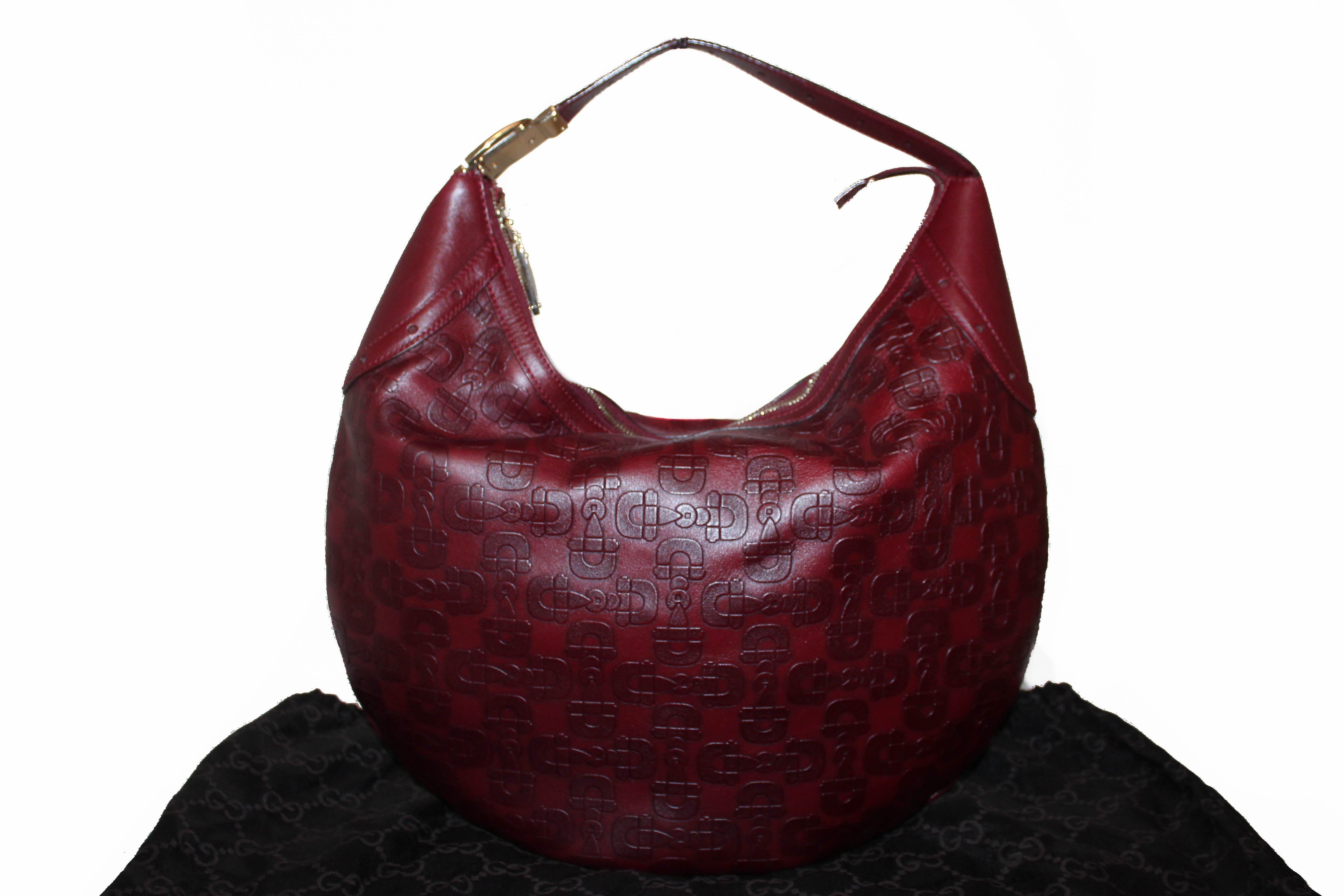 Gucci - Authenticated Hobo Handbag - Leather Burgundy for Women, Very Good Condition