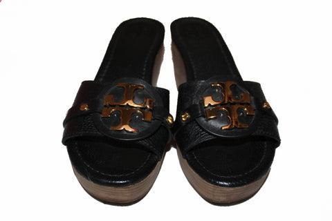 Authentic Tory Burch Black Wedge Sandal Size 6.5M