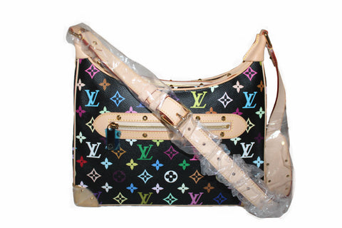 Authentic New Louis Vuitton Black Multicolor Boulogne Shoulder Bag