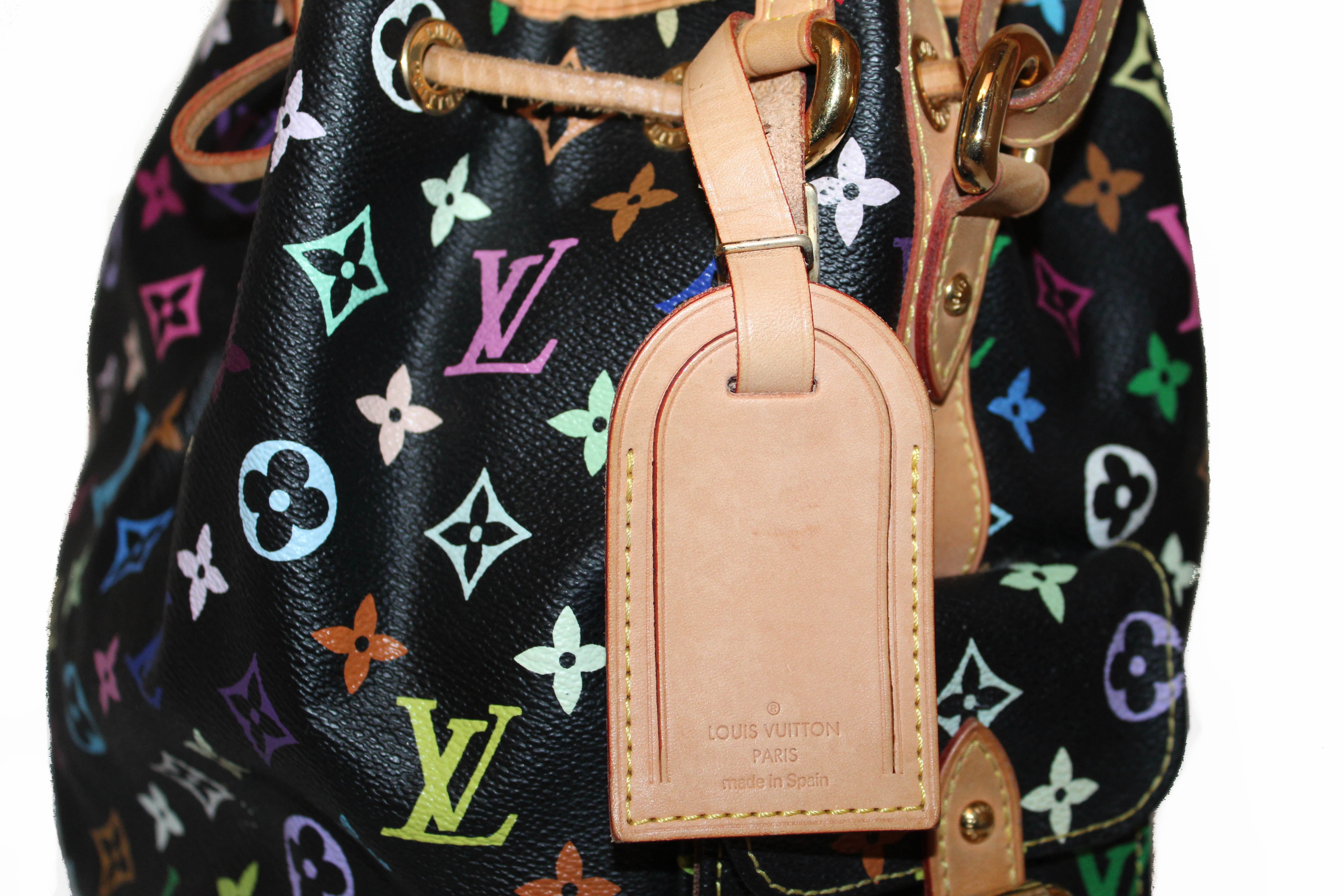 Louis Vuitton, Bags, Authentic Louis Vuitton Petit Noe Bucket Bag  Monogram Multicolor Black