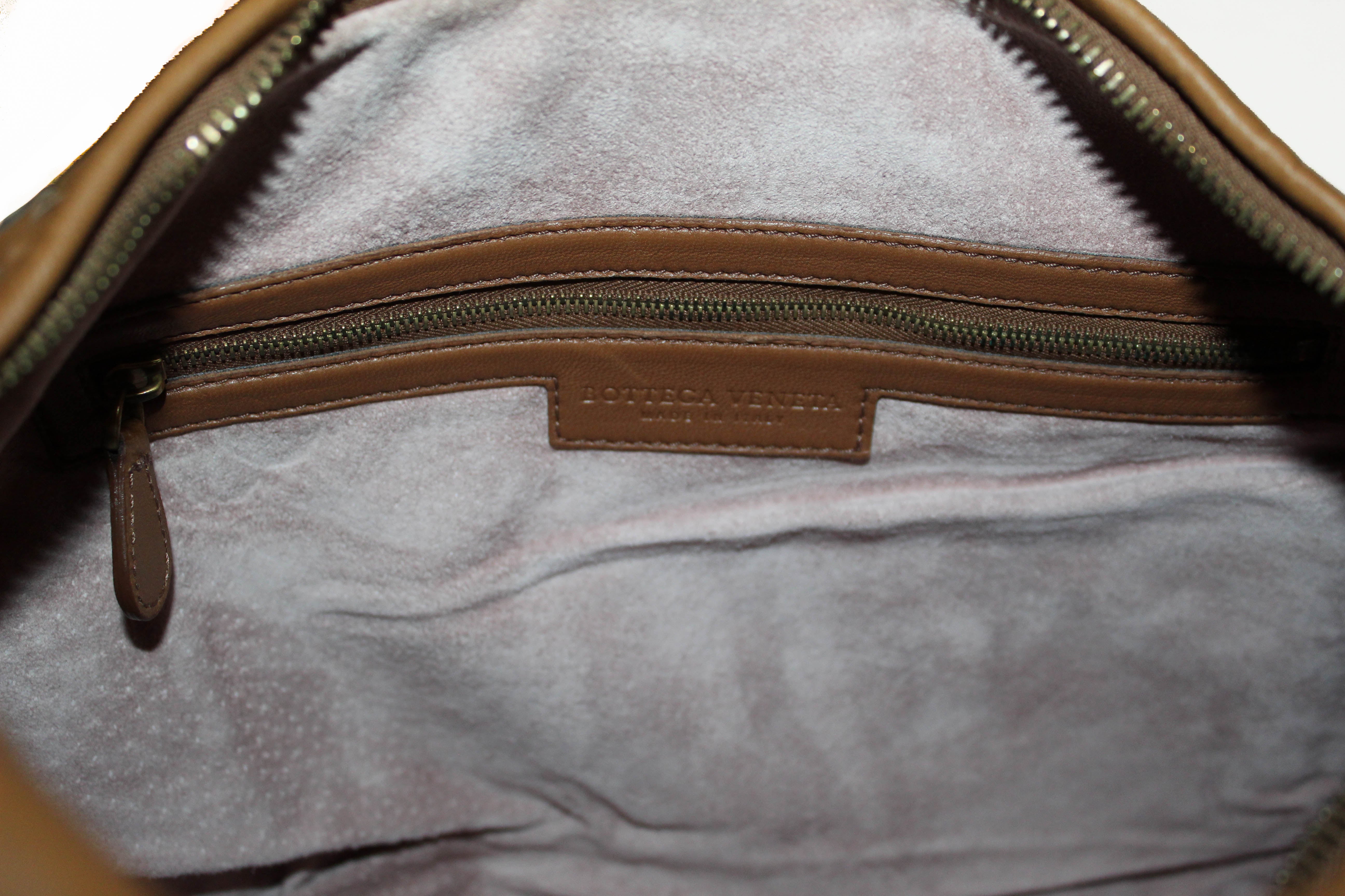 Authentic New Bottega Veneta Brown Intrecciato Leather Chain Veneta Hobo Shoulder Bag