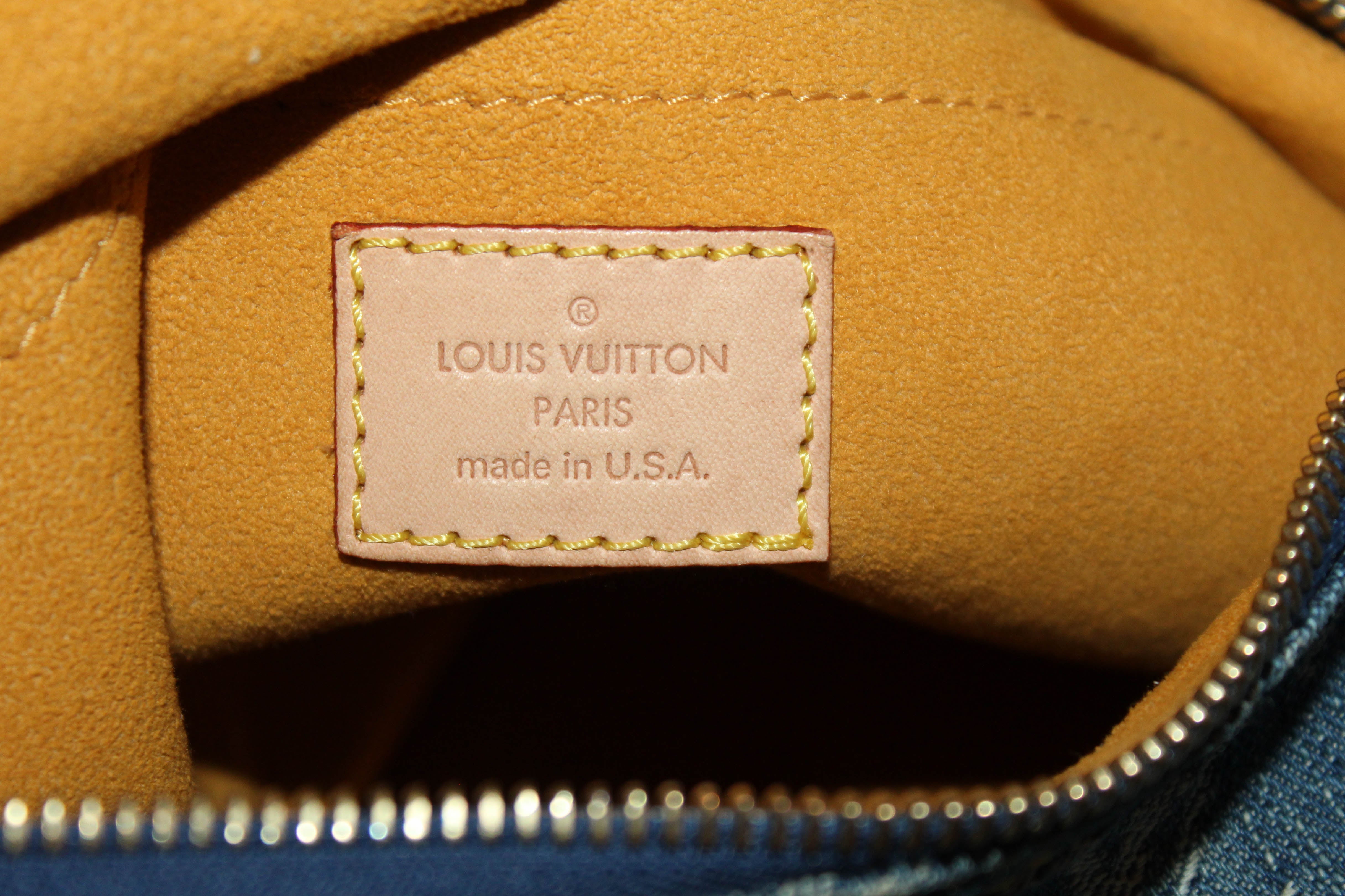 Authentic Louis Vuitton Blue Denim Monogram Baggy GM Shoulder Bag
