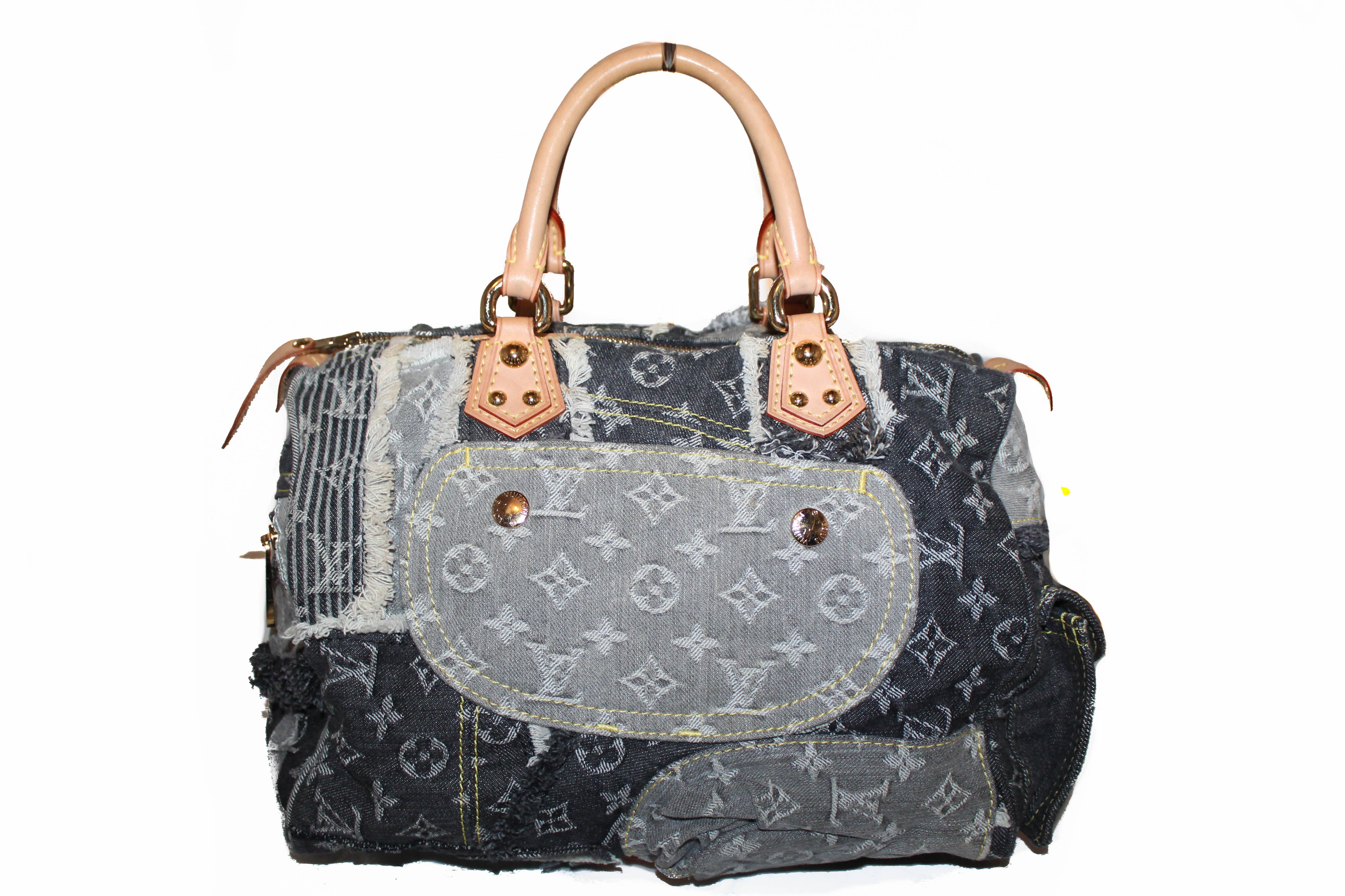 Louis Vuitton Limited Edition Black Denim Monogram Denim Patchwork Speedy  Bag - Yoogi's Closet