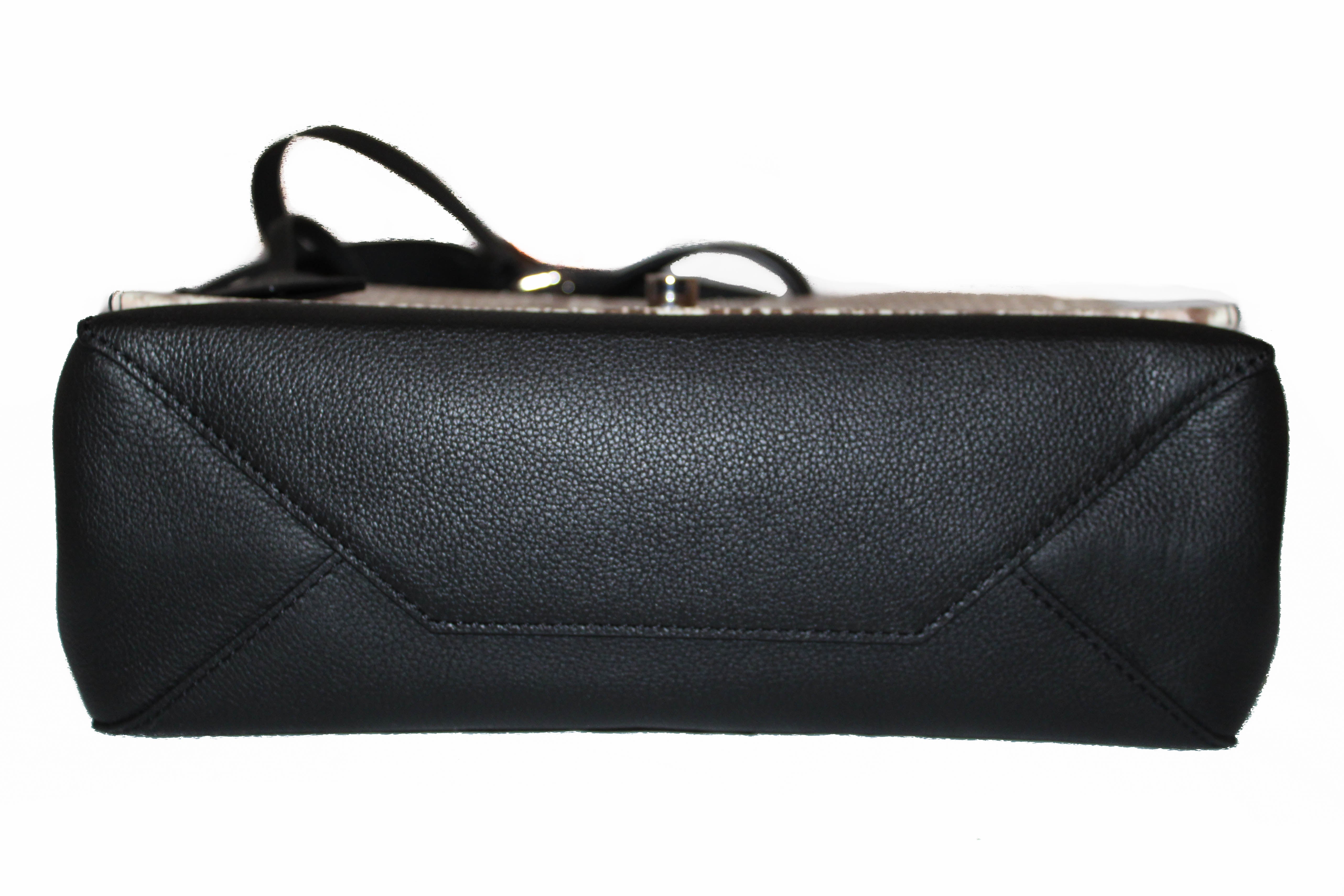 Authentic New Louis Vuitton Black Calfskin Leather and Python Lock Me II Handbag