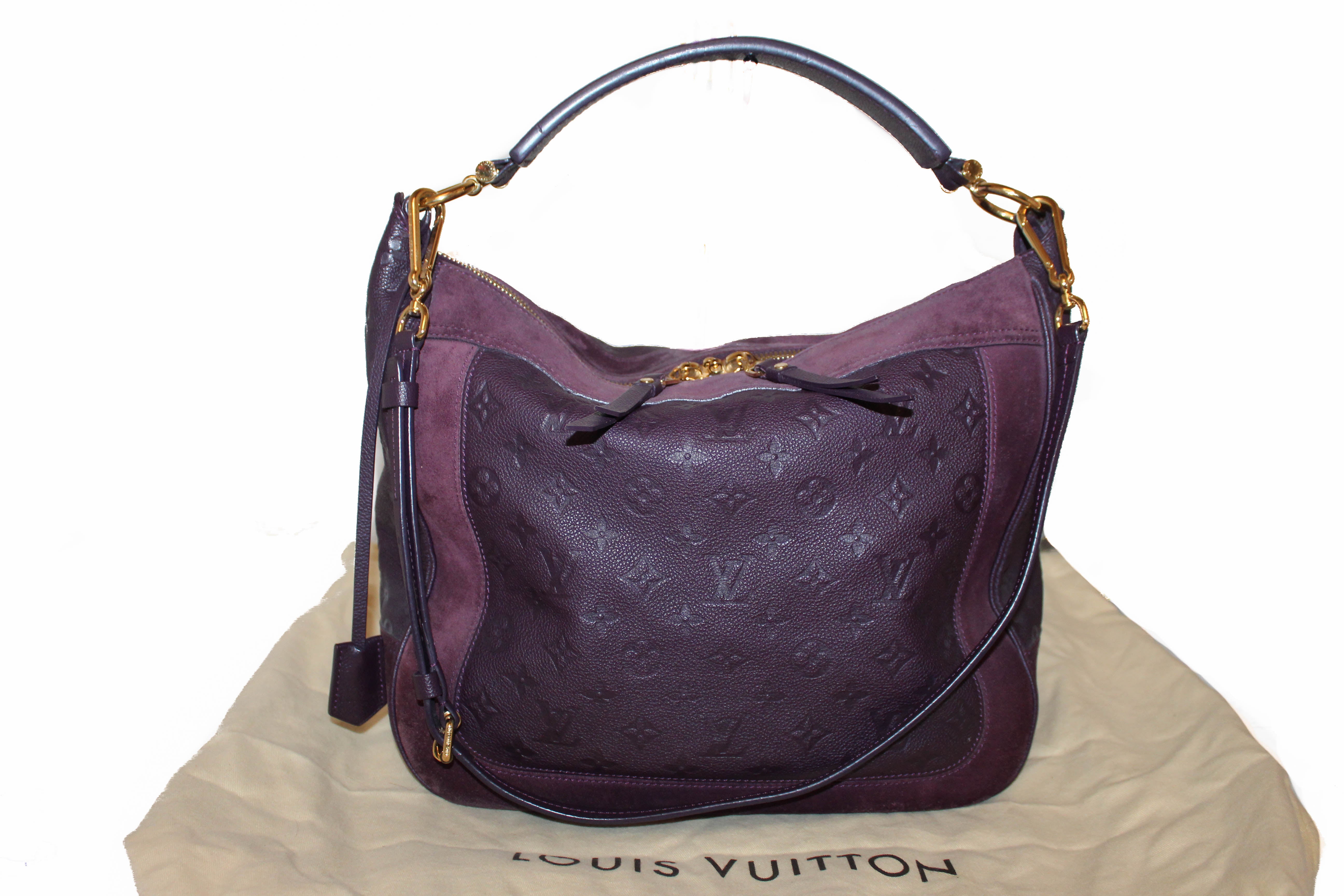 Authentic Louis Vuitton Purple Suede Empreinte Leather Audacieuse MM  Shoulder Bag