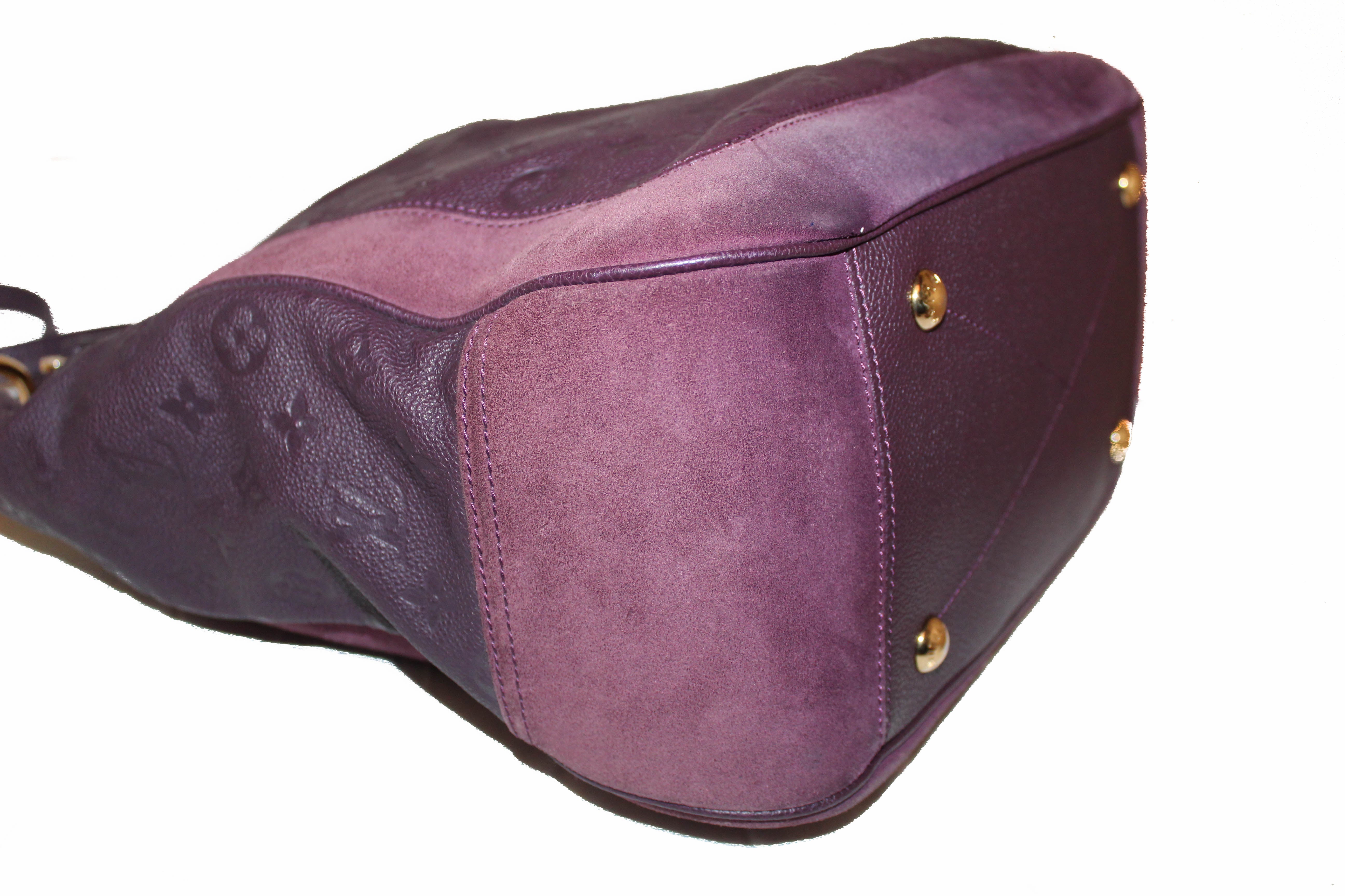 Authentic Louis Vuitton Purple Suede Empreinte Leather Audacieuse MM Shoulder Bag