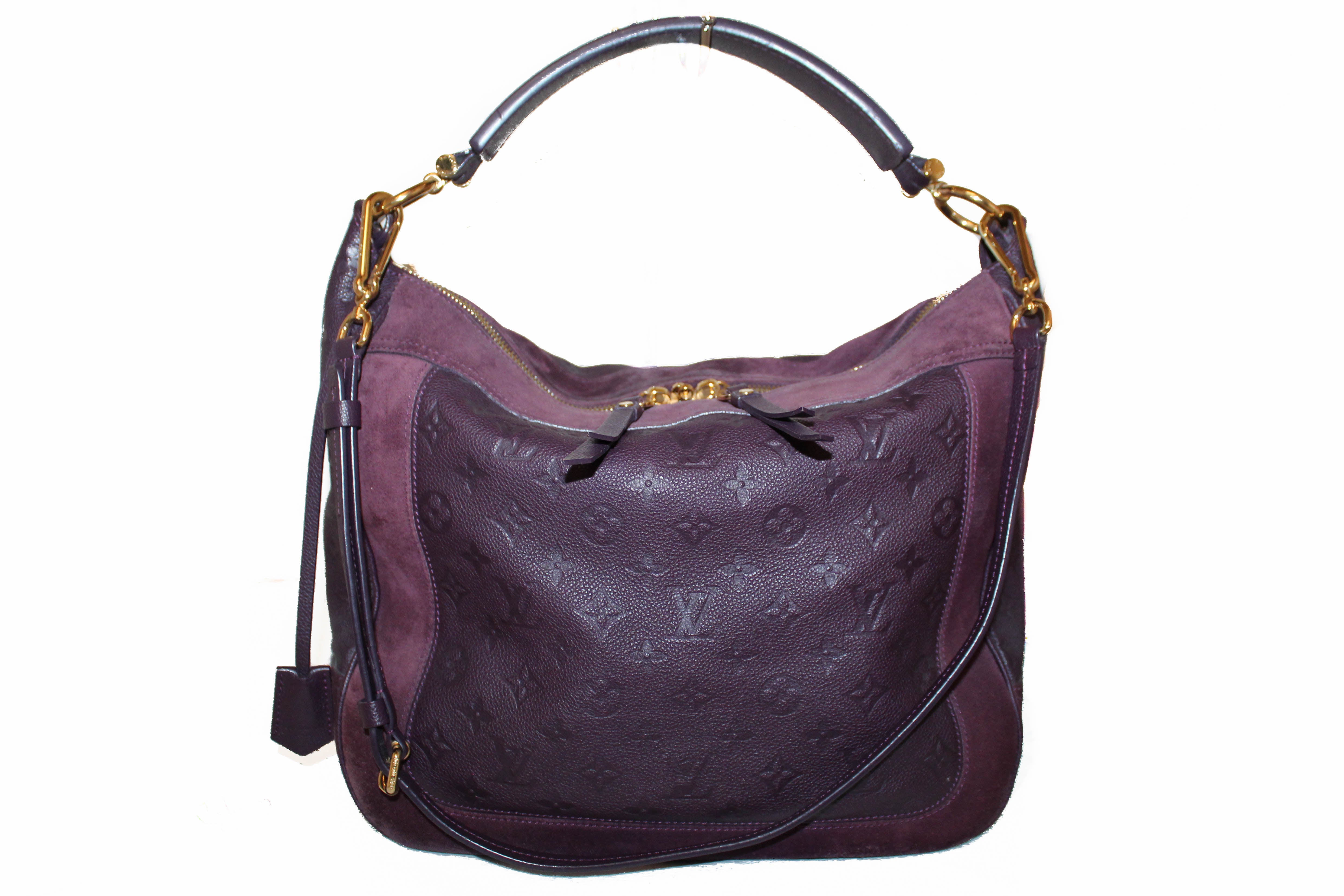 Authentic Louis Vuitton Purple Suede Empreinte Leather Audacieuse MM  Shoulder Bag