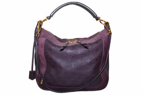 Authentic Louis Vuitton Purple Suede Empreinte Leather Audacieuse MM Shoulder Bag