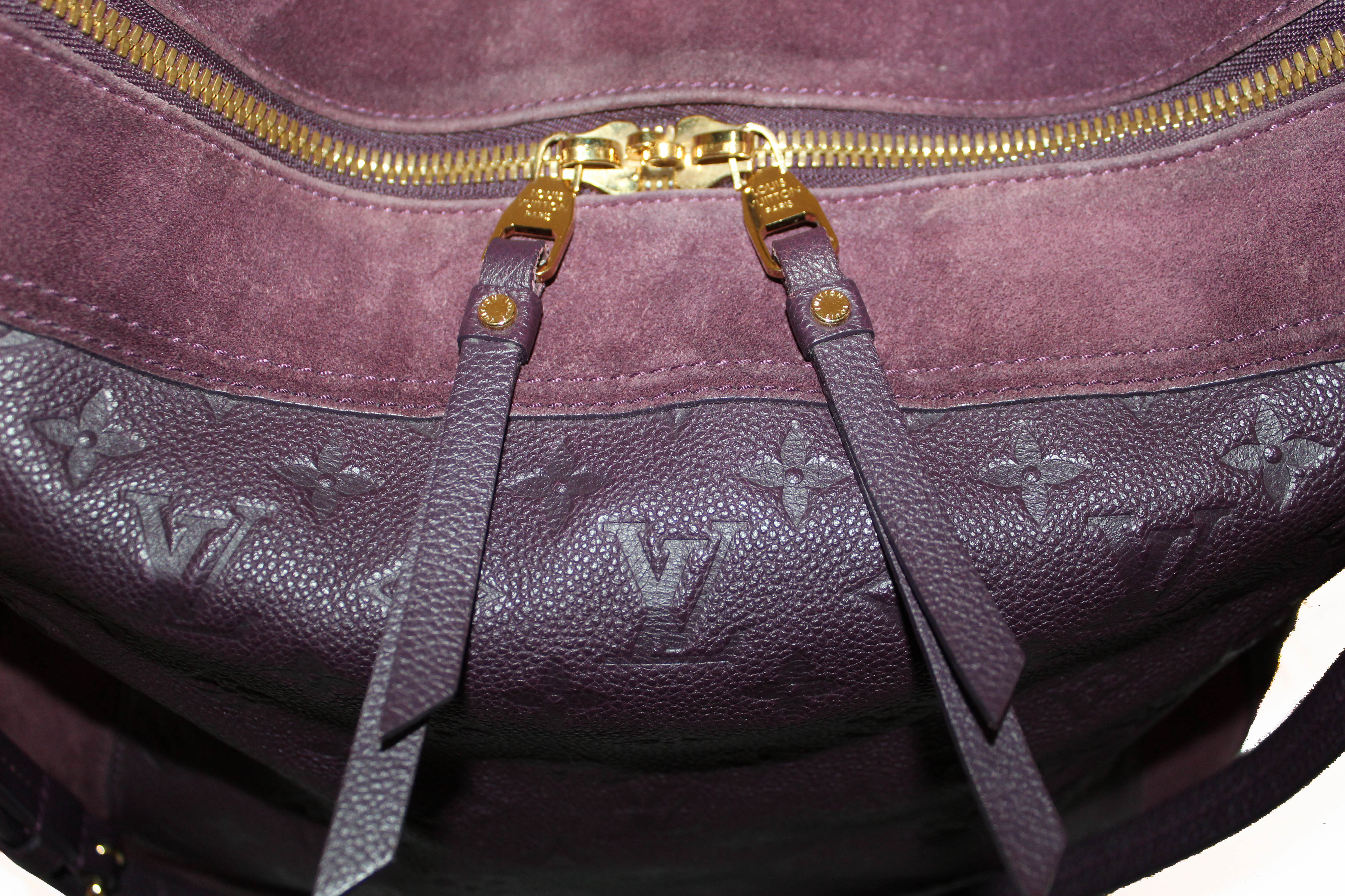 Authentic Louis Vuitton Purple Suede Empreinte Leather Audacieuse