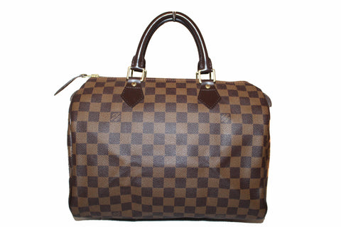 Authentic Louis Vuitton Damier Ebene Canvas Speedy 30 Handbag