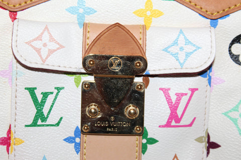 Authentic Limited Edition Louis Vuitton White Multicolore Canvas Speedy 30 Handbag