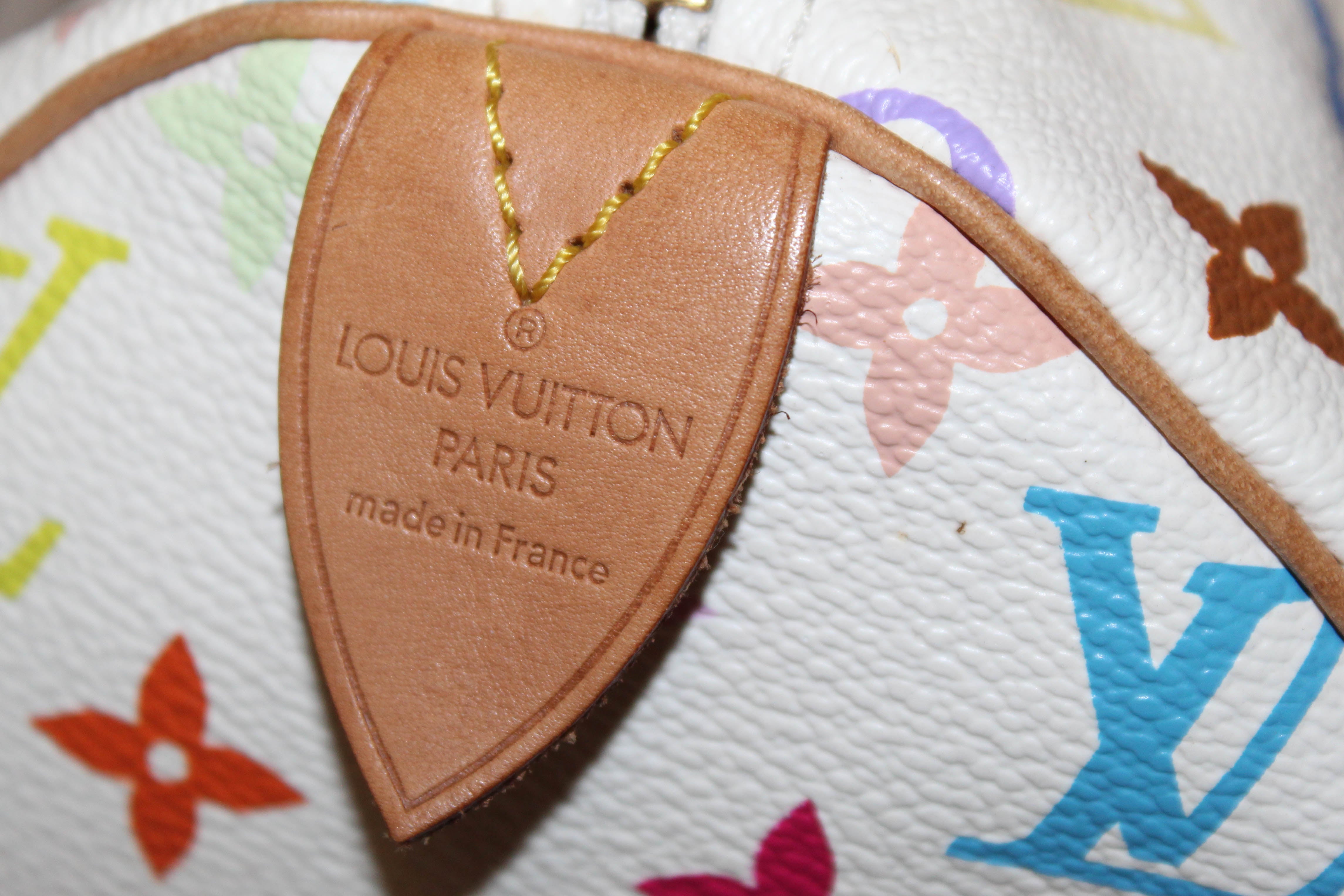 Authentic Limited Edition Louis Vuitton White Multicolore Canvas Speedy 30 Handbag