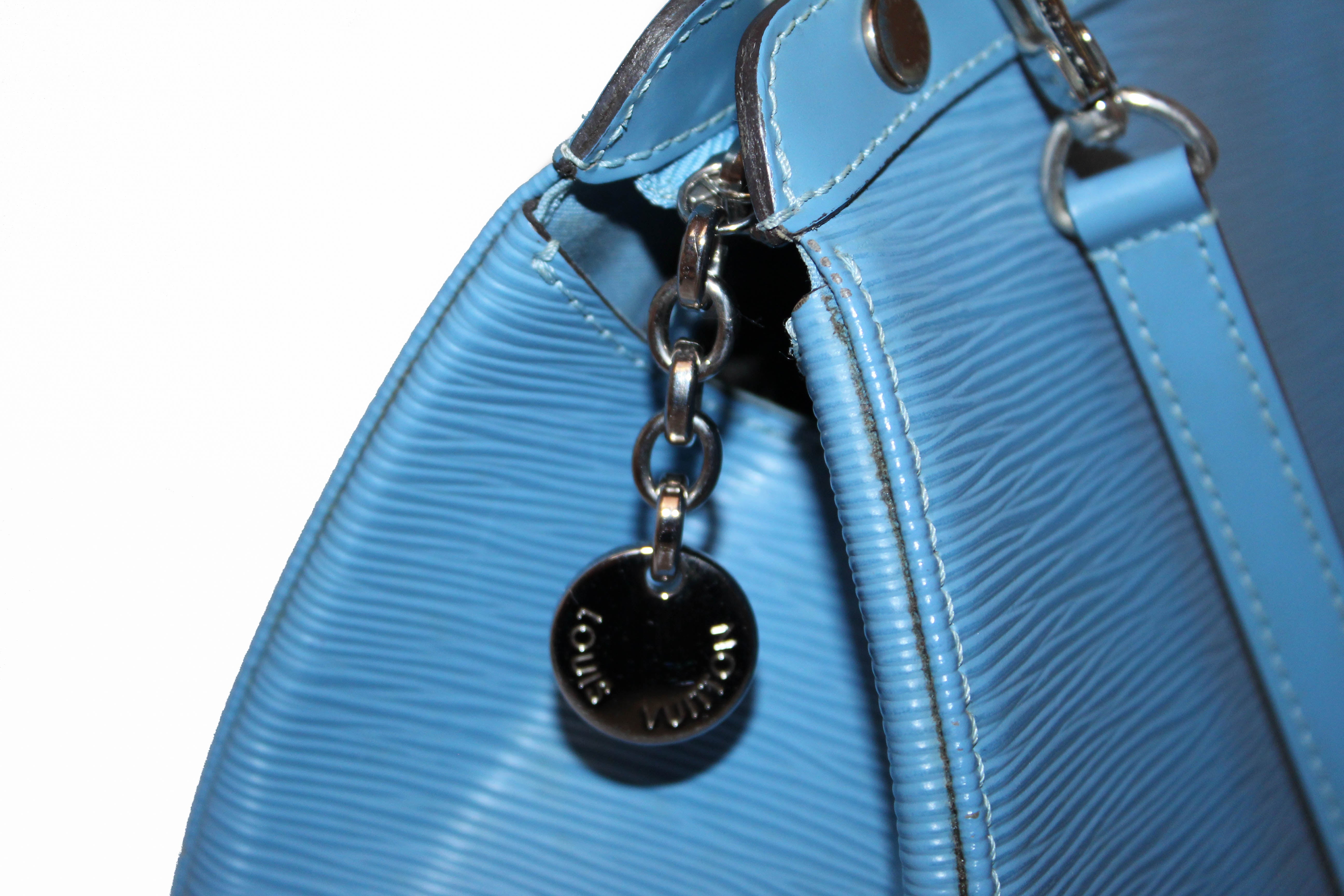 Authentic Louis Vuitton Blue Epi Leather Brea MM Tote Shoulder Bag