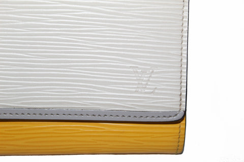 Authentic Louis Vuitton White/Yellow Epi Flore Leather Long Flap Wallet