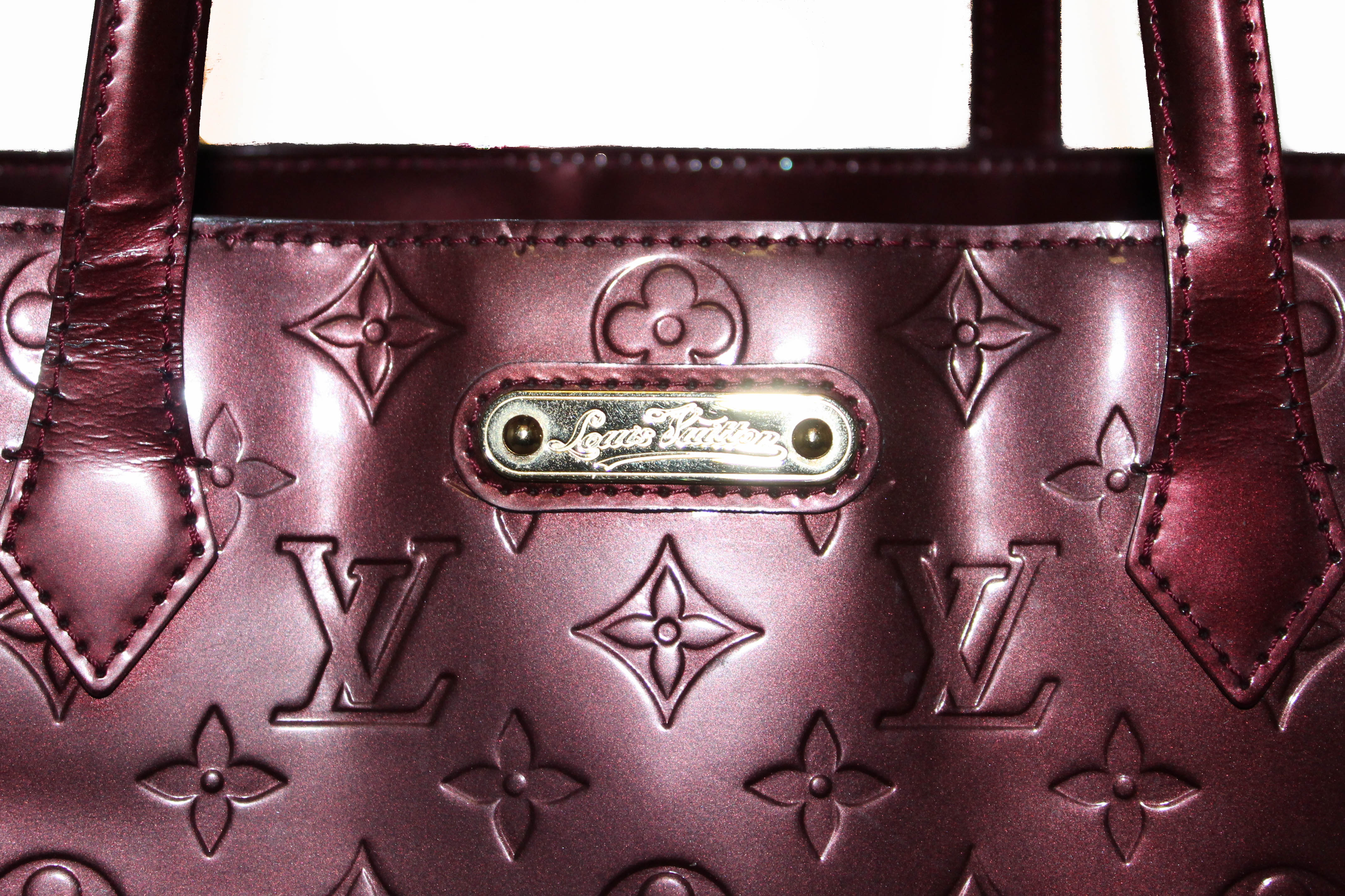 Authentic Louis Vuitton Purple Vernis Wilshire GM Tote Shoulder Bag