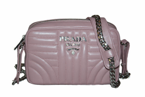 Authentic Prada Camera Diagramme Mini Pink Quilted Crossbody Bag