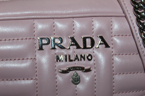 Authentic Prada Camera Diagramme Mini Pink Quilted Crossbody Bag